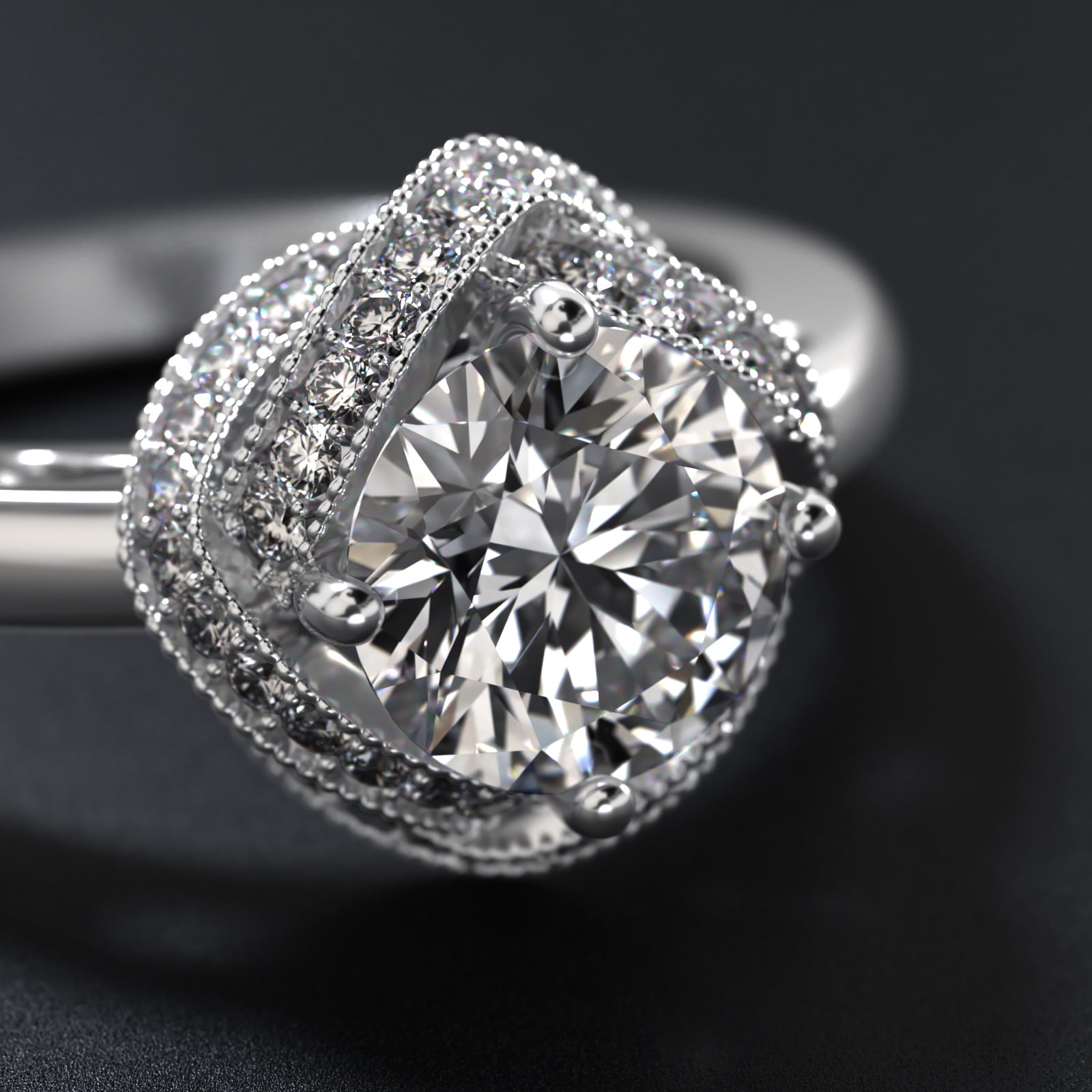 Infinity Milgrain Halo Vintage-Style Engagement Ring In Platinum