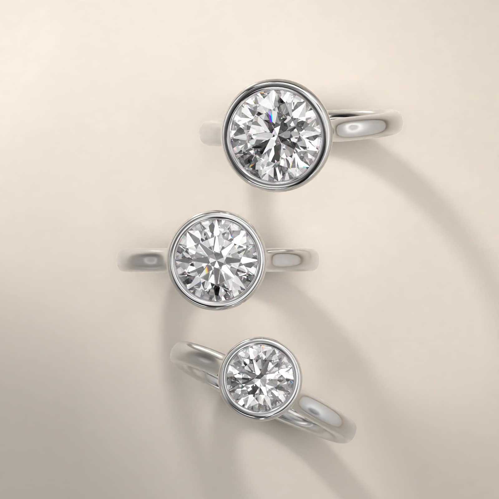 Bezel Set Solitaire Engagement Ring In Platinum