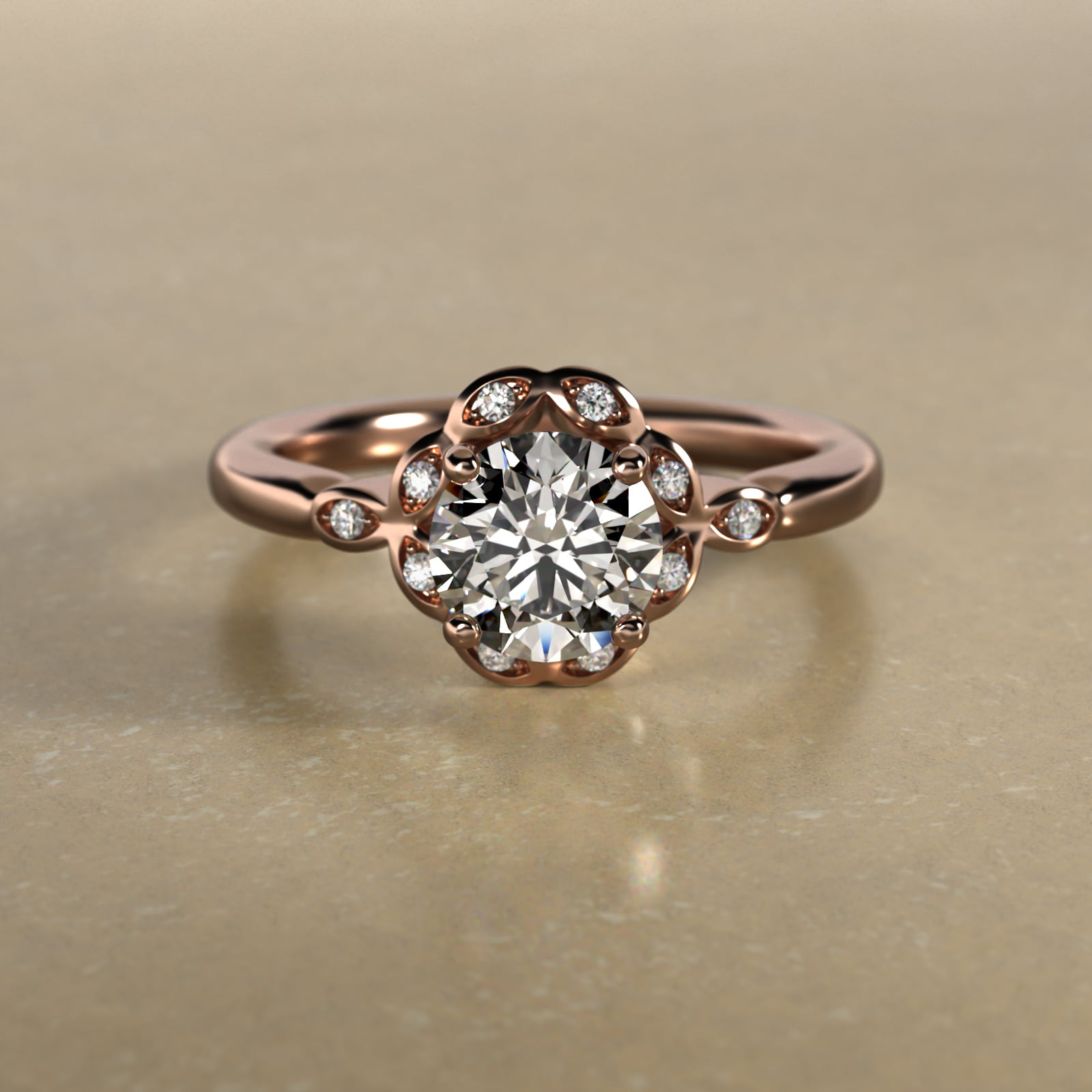 Marquise Halo Vintage-Style Engagement Ring In 14K Rose Gold