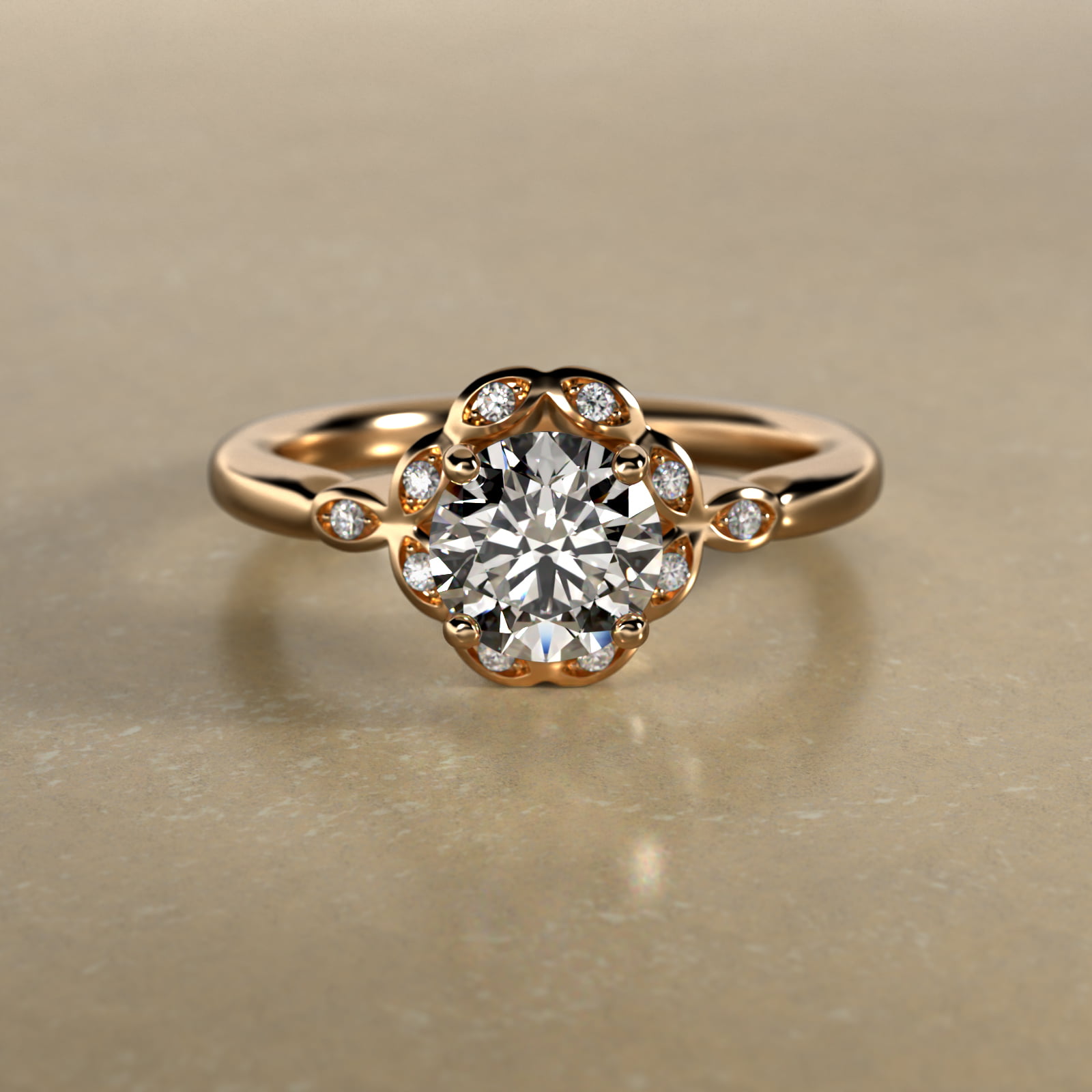 Marquise Halo Vintage-Style Engagement Ring In 18K Yellow Gold