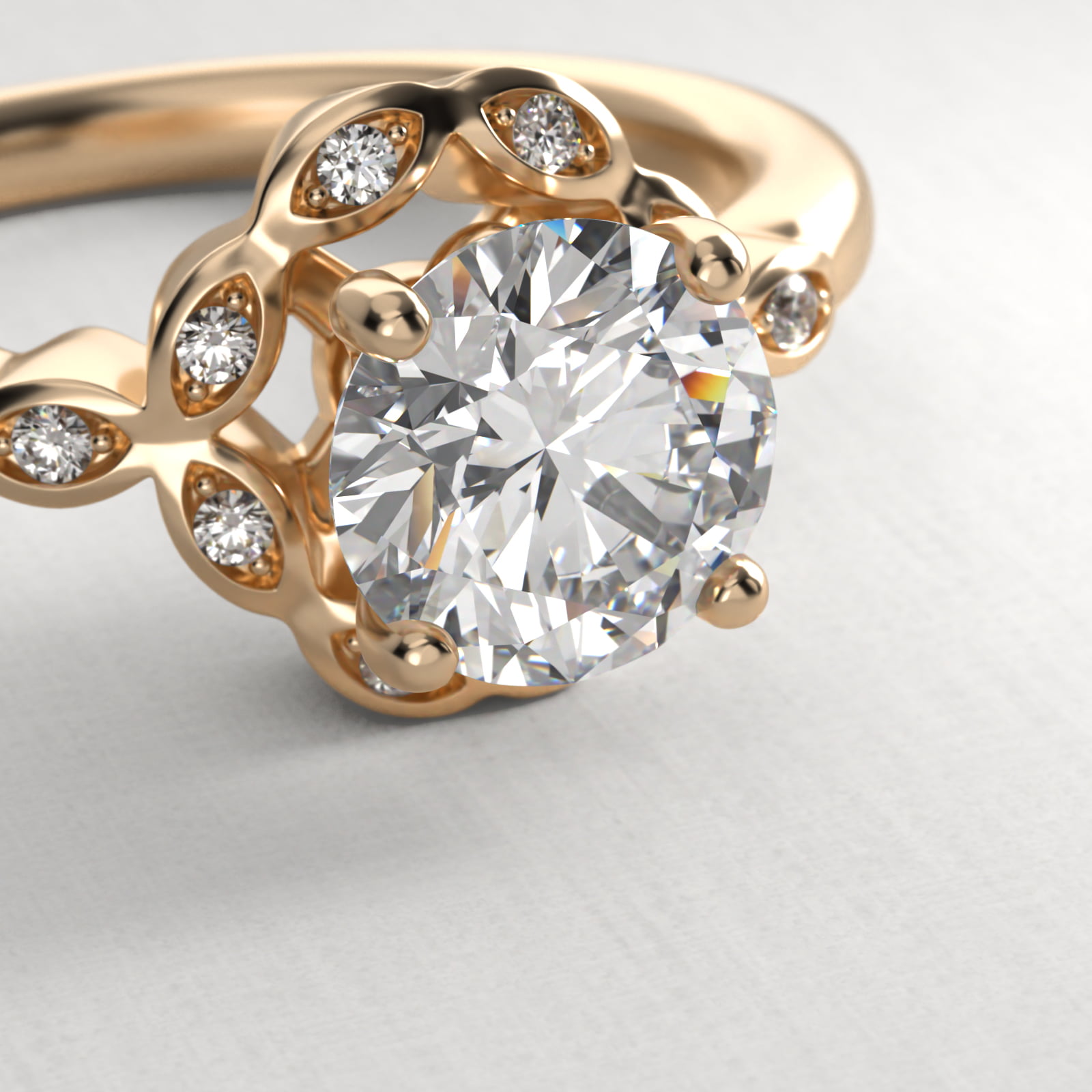 Marquise Halo Vintage-Style Engagement Ring In 18K Yellow Gold
