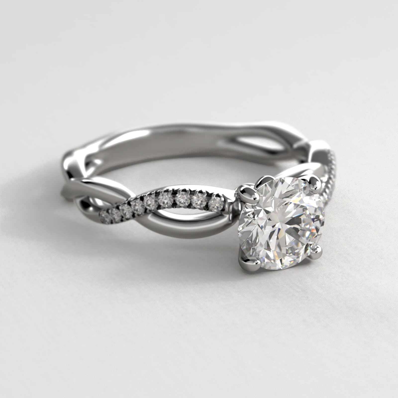 Solo Infinity Diamond Pavé Engagement Ring In 18K White Gold