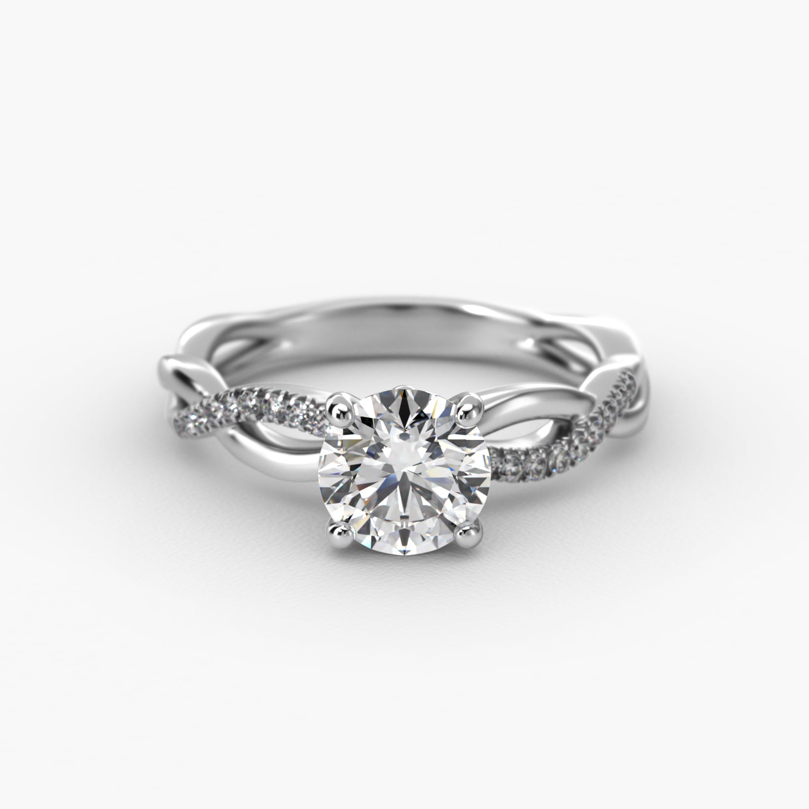 Solo Infinity Diamond Pavé Engagement Ring In 14K White Gold
