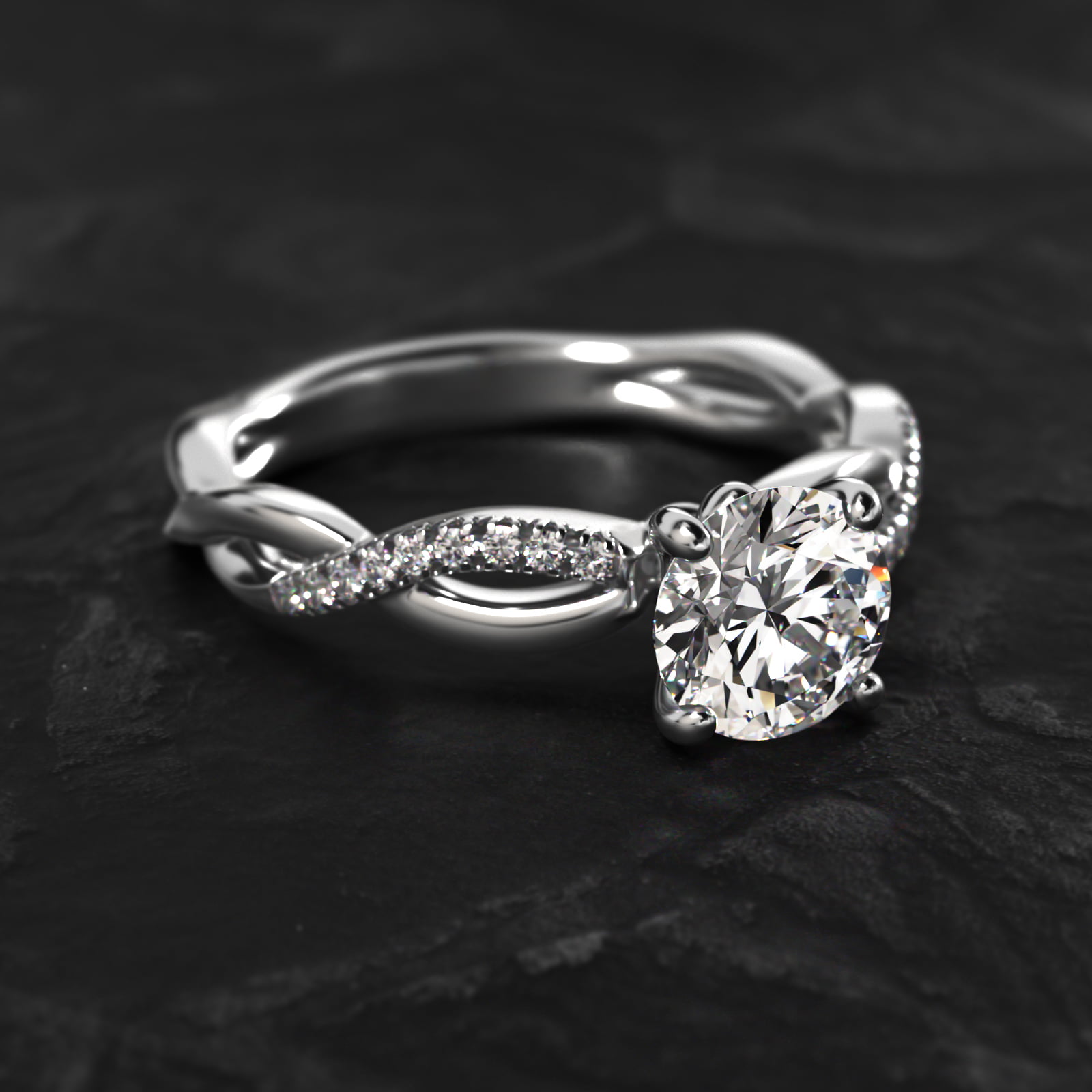 Solo Infinity Diamond Pavé Engagement Ring In Platinum