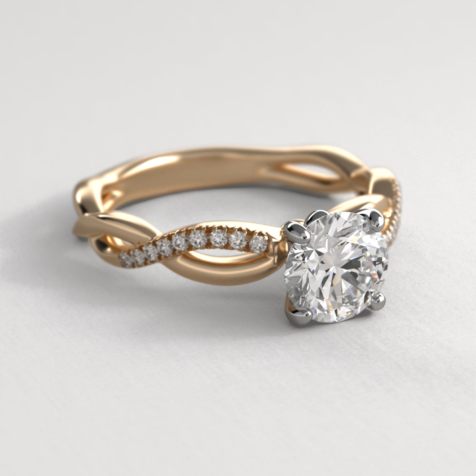 Solo Infinity Diamond Pavé Engagement Ring In 14K Yellow Gold