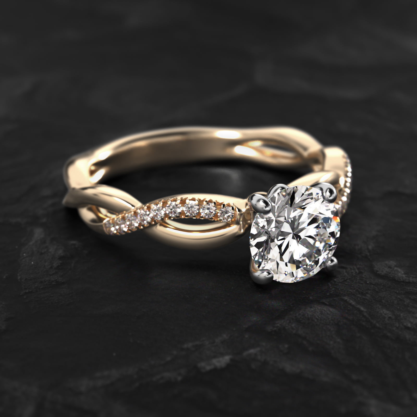 Solo Infinity Diamond Pavé Engagement Ring In 18K Yellow Gold
