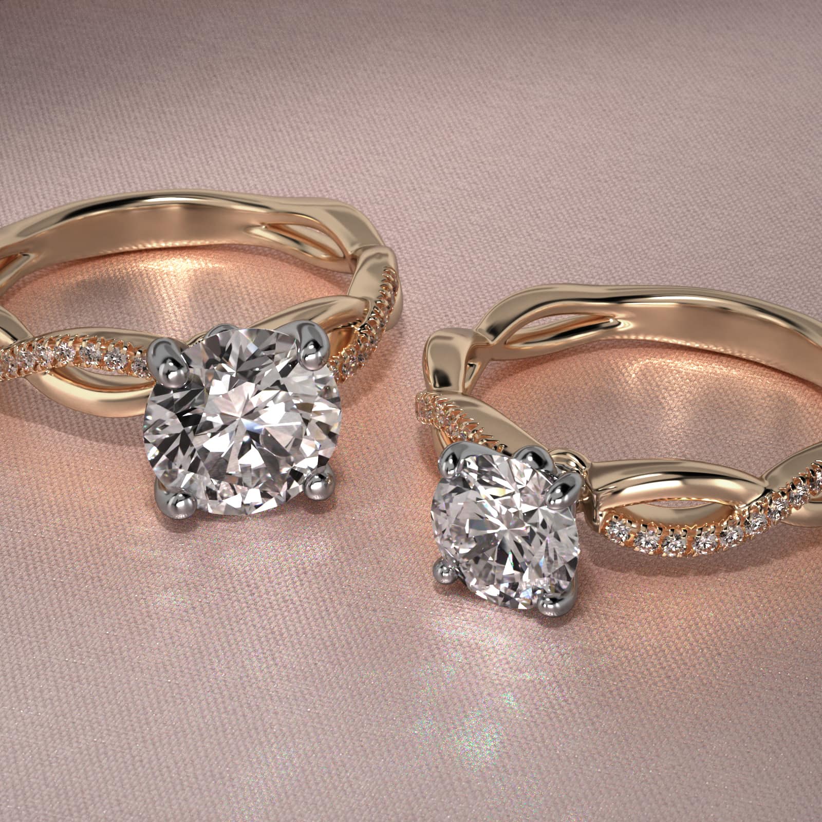 Solo Infinity Diamond Pavé Engagement Ring In 14K Yellow Gold