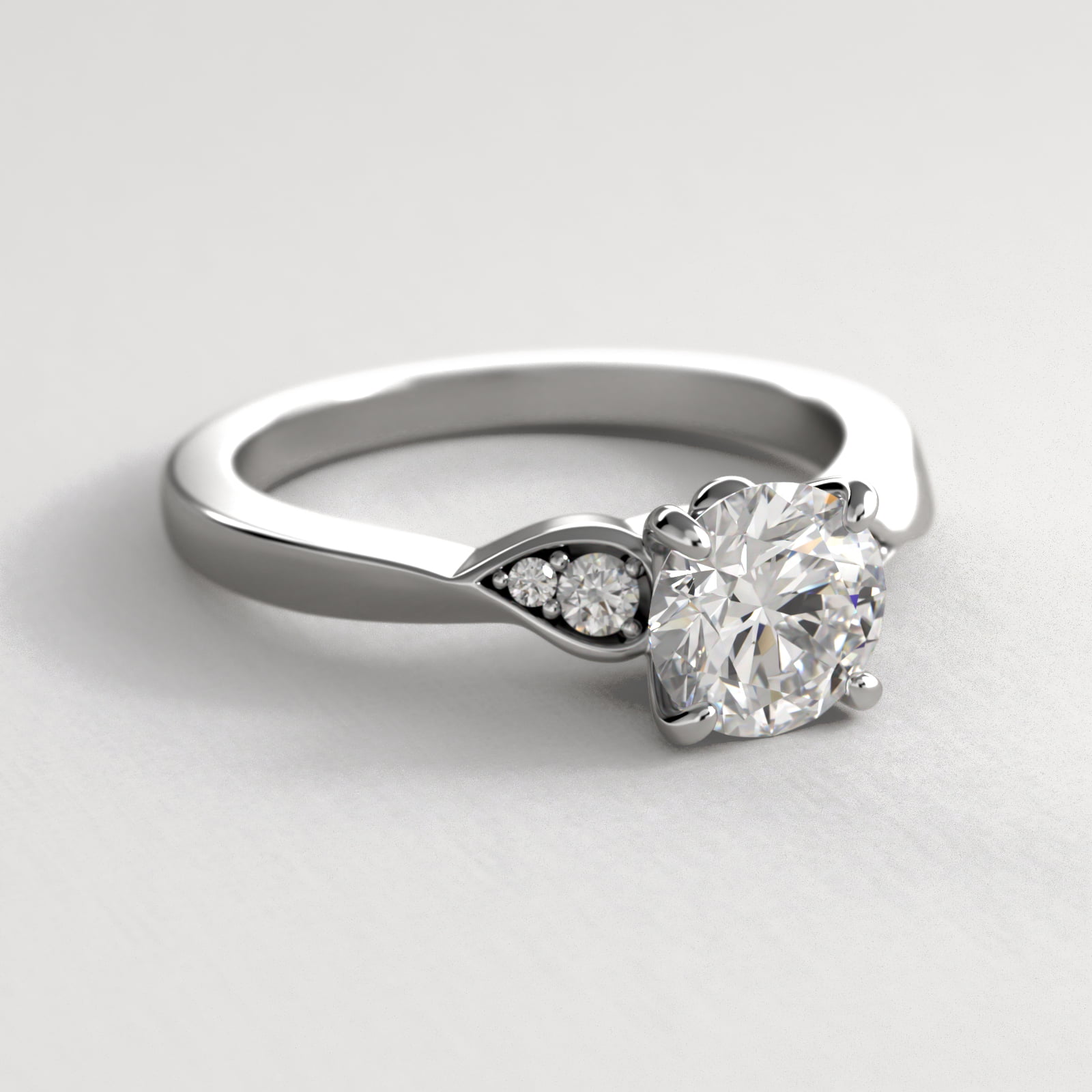 Blossoming Vine Side Stone Diamond Engagement Ring In Platinum