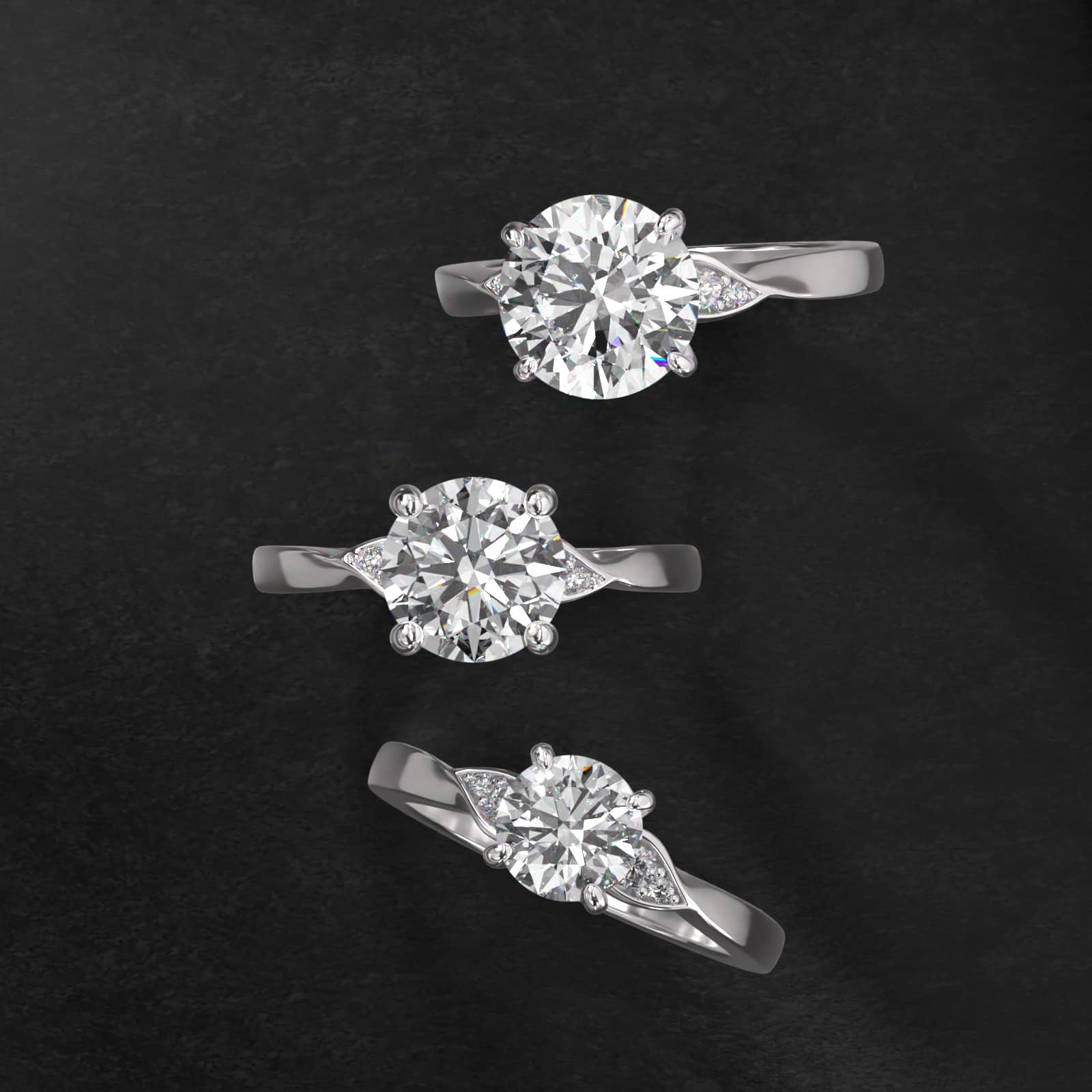 Blossoming Vine Side Stone Diamond Engagement Ring In 14K White Gold