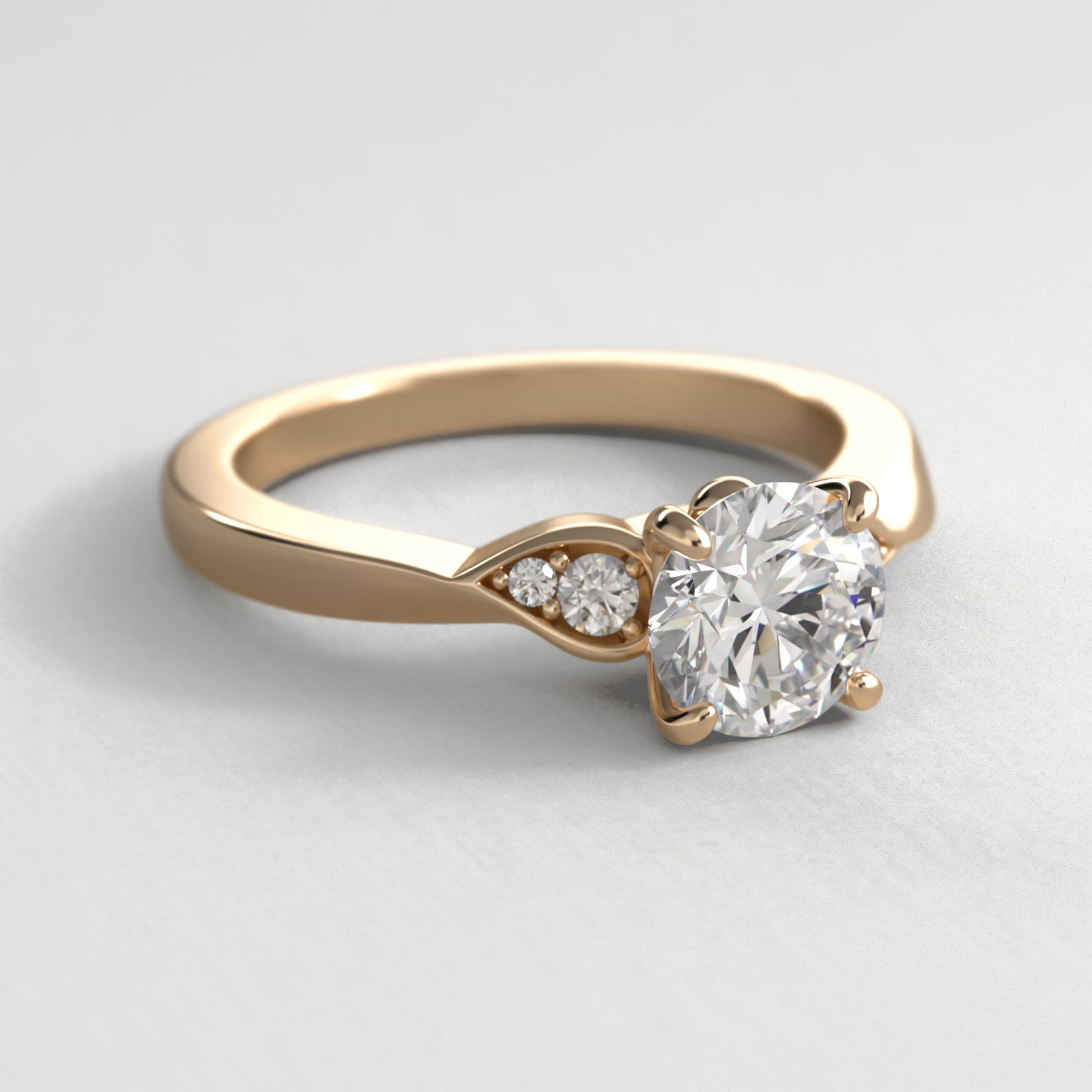 Blossoming Vine Side Stone Diamond Engagement Ring In 14K Yellow Gold