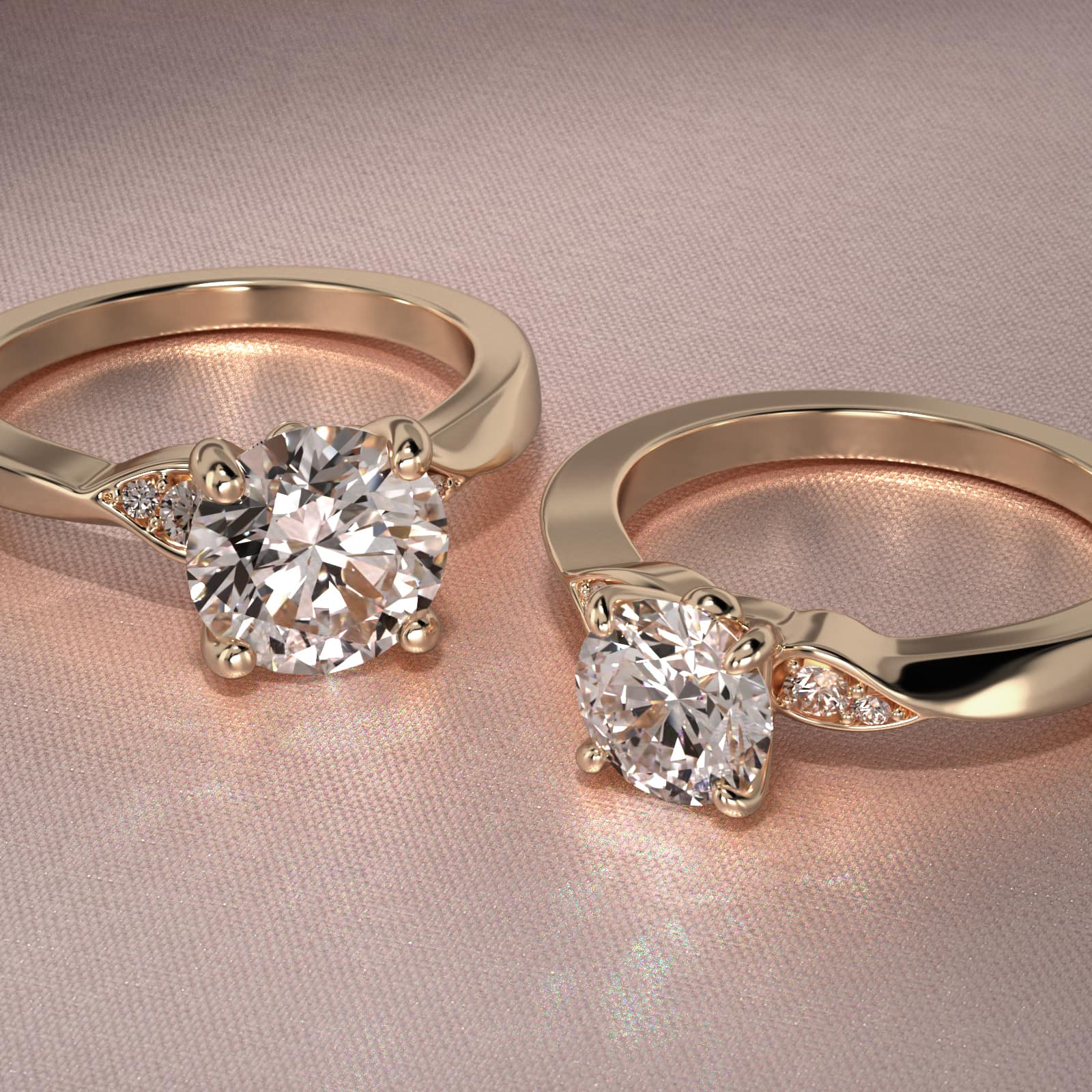 Blossoming Vine Side Stone Diamond Engagement Ring In 14K Yellow Gold