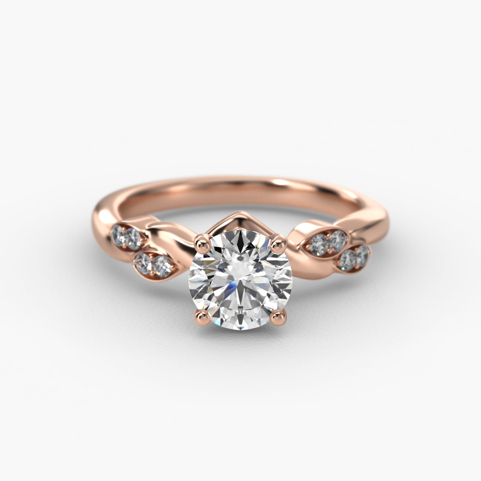 Twisted Vine Side Stone Diamond Engagement Ring In 14K Rose Gold