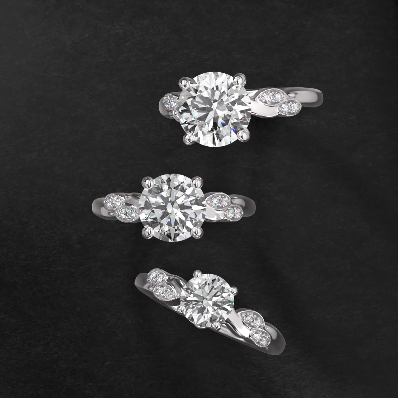 Twisted Vine Side Stone Diamond Engagement Ring In Platinum