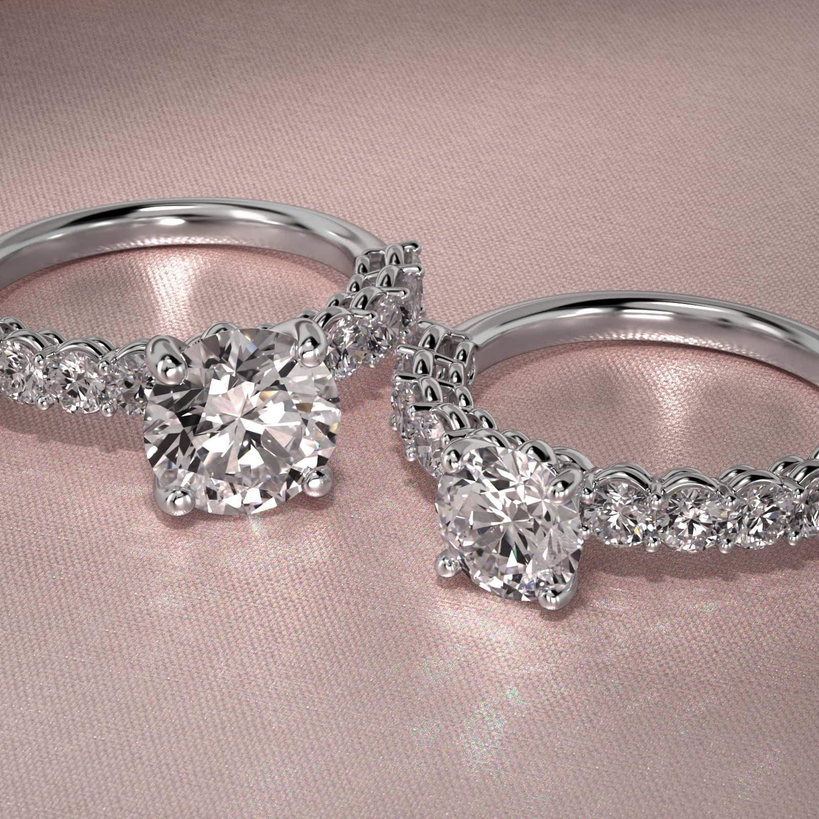 Prong Set Side Stone Diamond Engagement Ring In Platinum