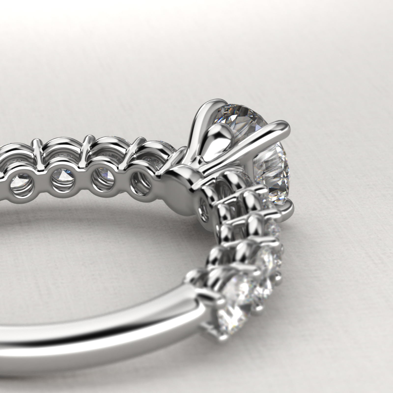 Prong Set Side Stone Diamond Engagement Ring In Platinum