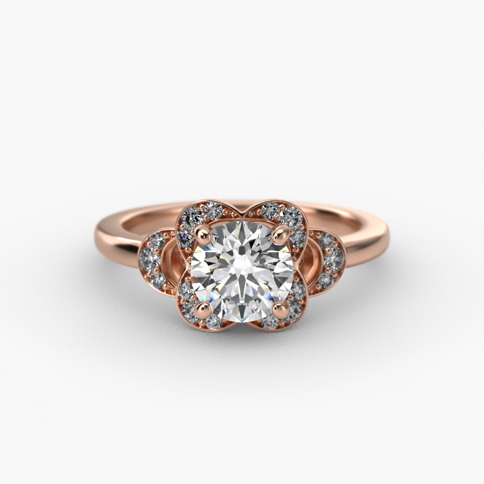 Art Deco Inspired Flower Halo Vintage-Style Engagement Ring In 14K Rose Gold