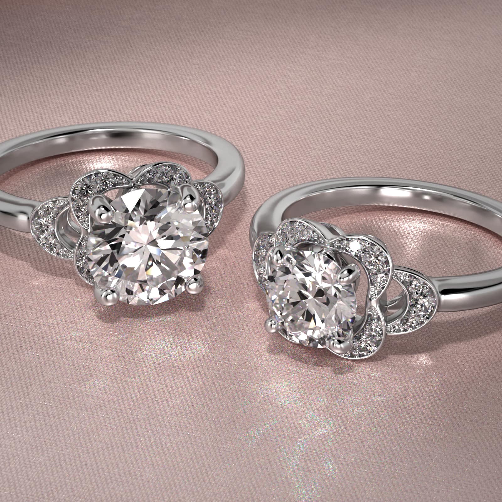 Art Deco Inspired Flower Halo Vintage-Style Engagement Ring In Platinum