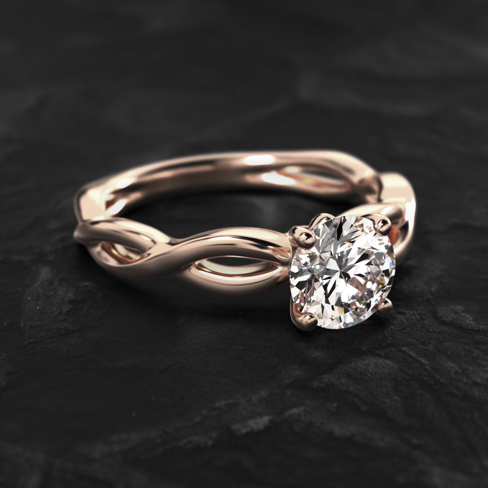 Infinity Solitaire Engagement Ring In 14K Rose Gold