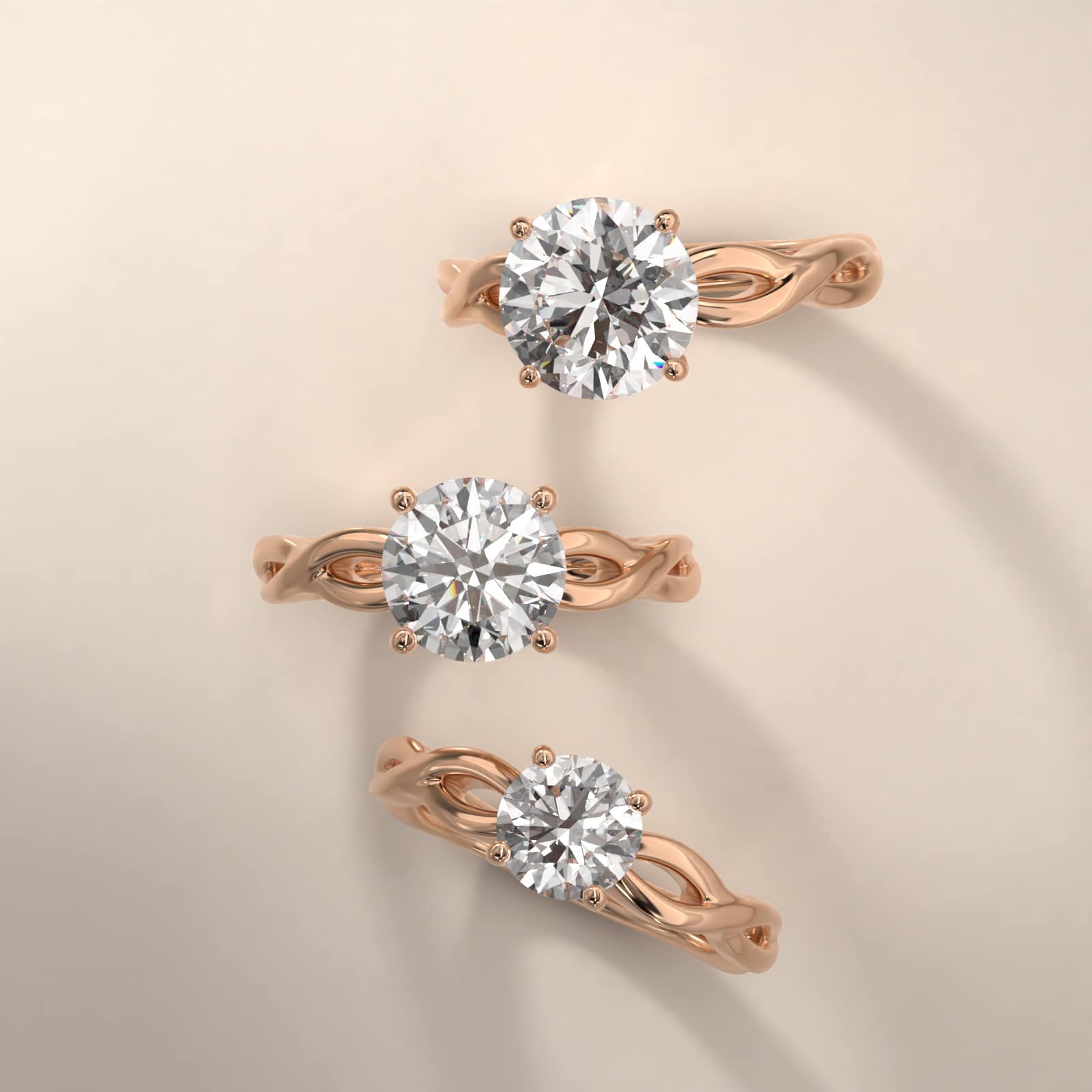 Infinity Solitaire Engagement Ring In 14K Rose Gold