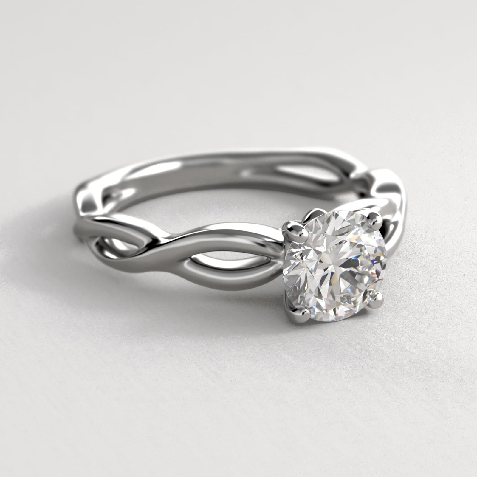 Infinity Solitaire Engagement Ring In 14K White Gold