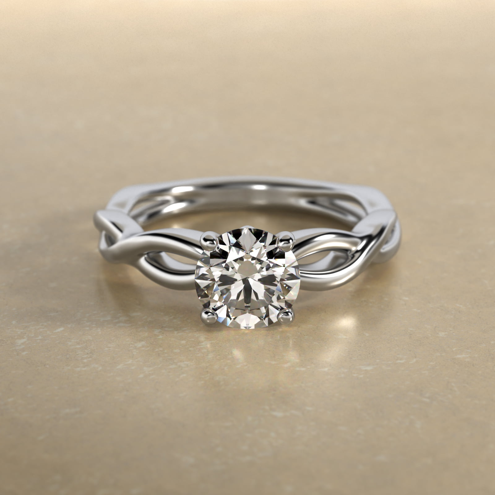 Infinity Solitaire Engagement Ring In 18K White Gold