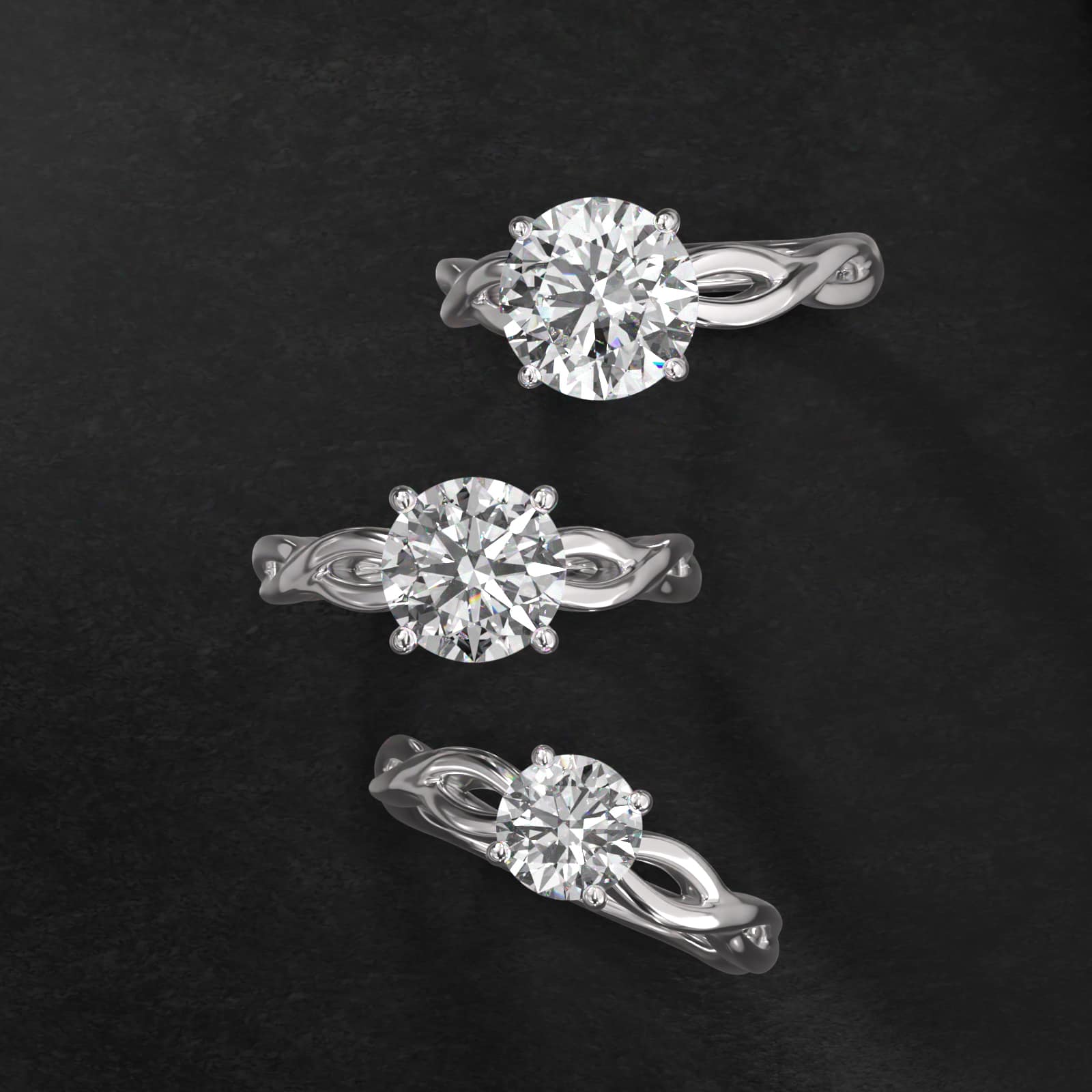 Infinity Solitaire Engagement Ring In 18K White Gold