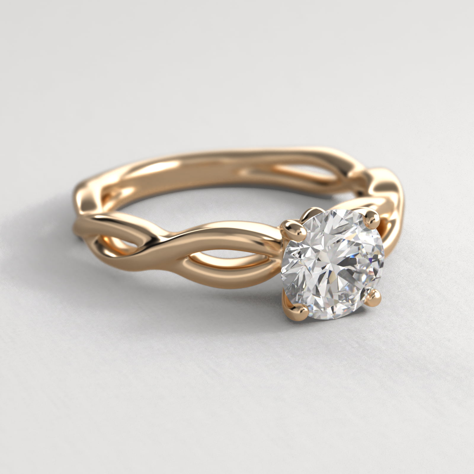 Infinity Solitaire Engagement Ring In 14K Yellow Gold