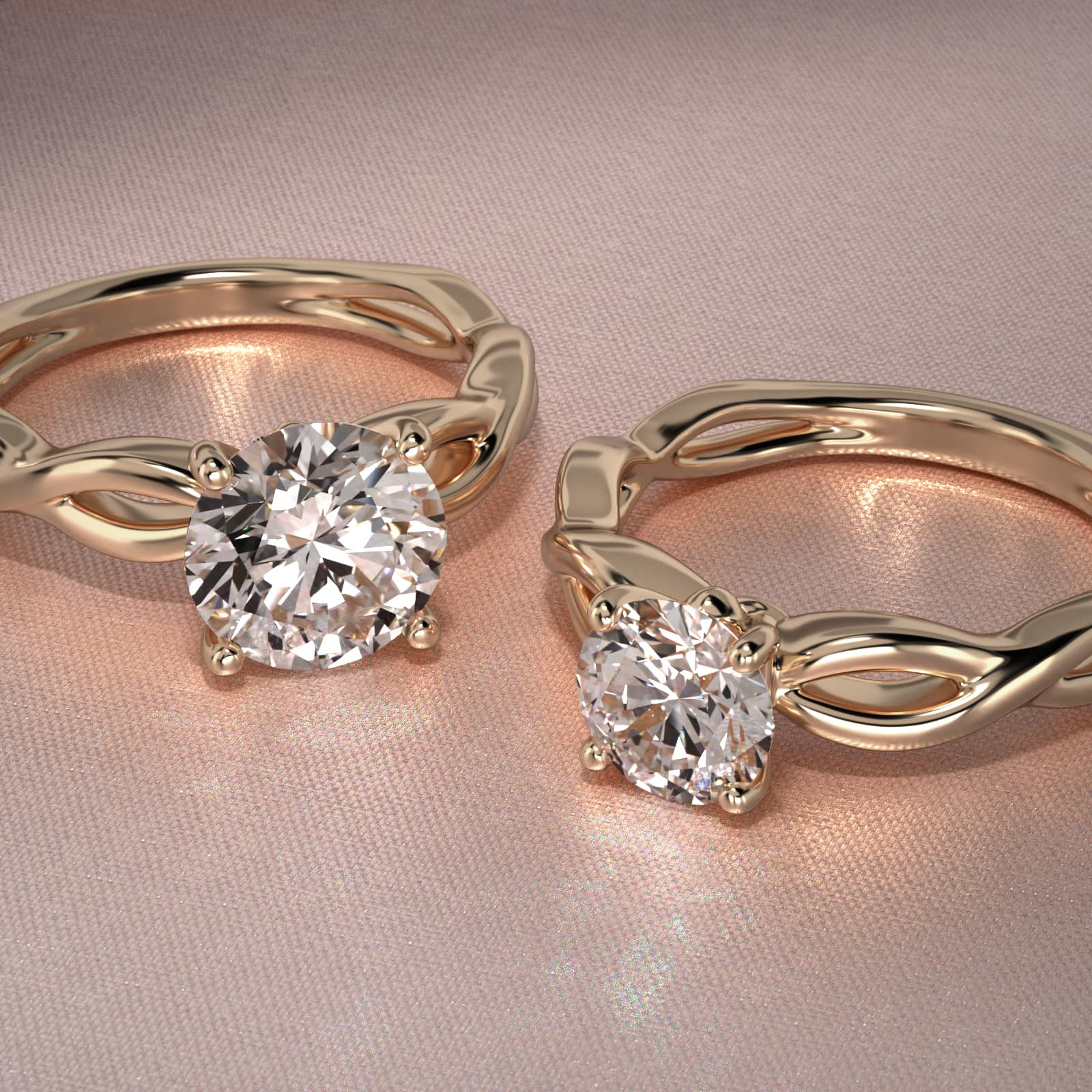 Infinity Solitaire Engagement Ring In 14K Yellow Gold