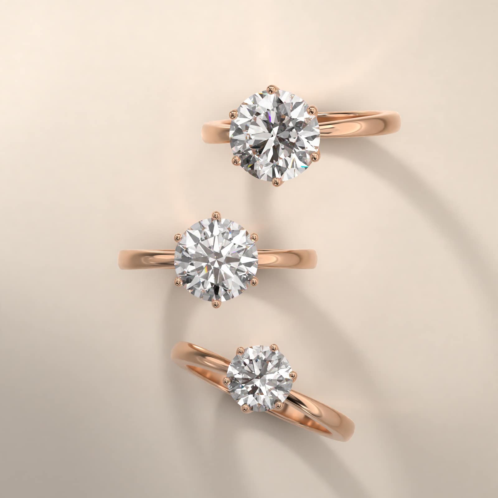 Crown Solitaire Engagement Ring In 14K Rose Gold