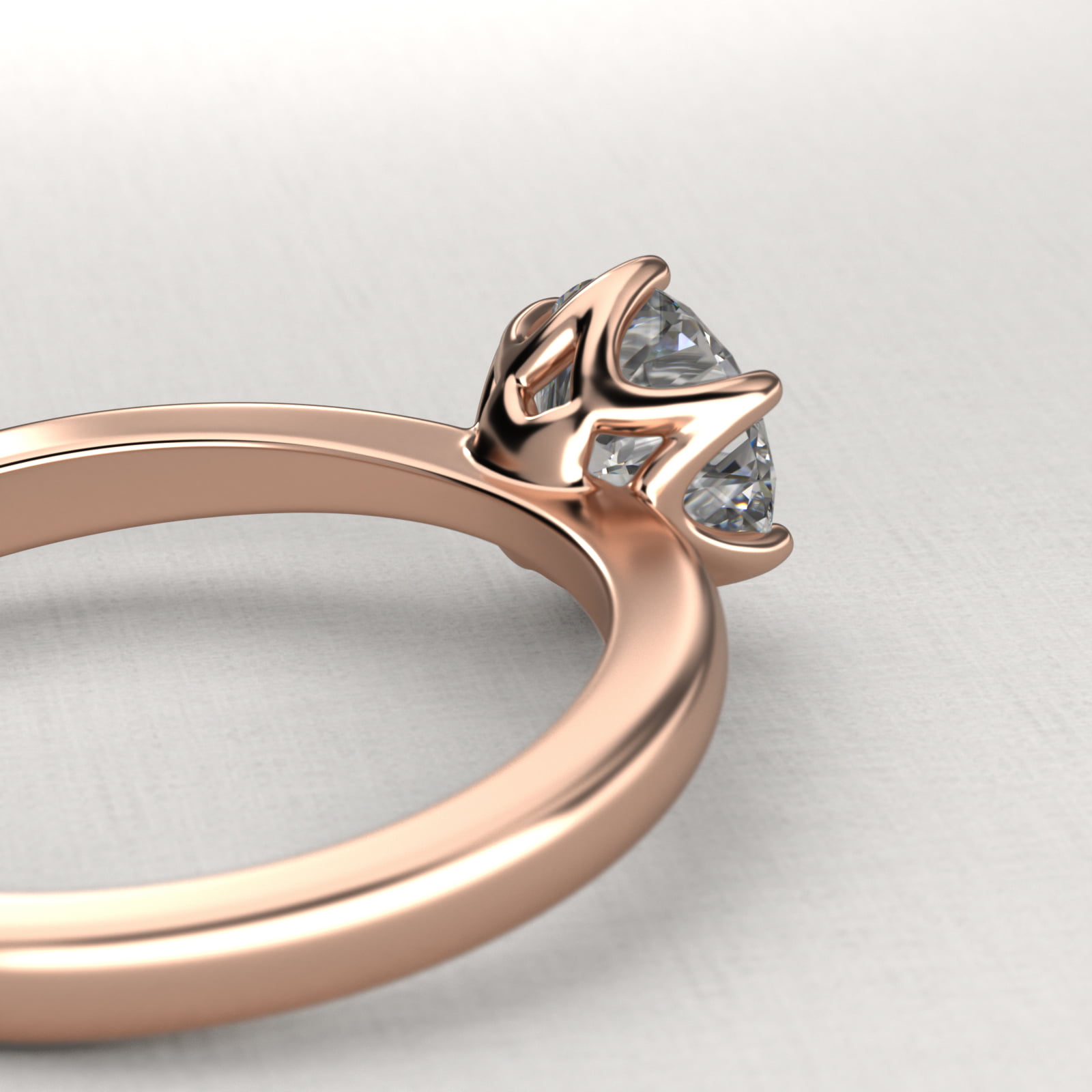 Crown Solitaire Engagement Ring In 14K Rose Gold