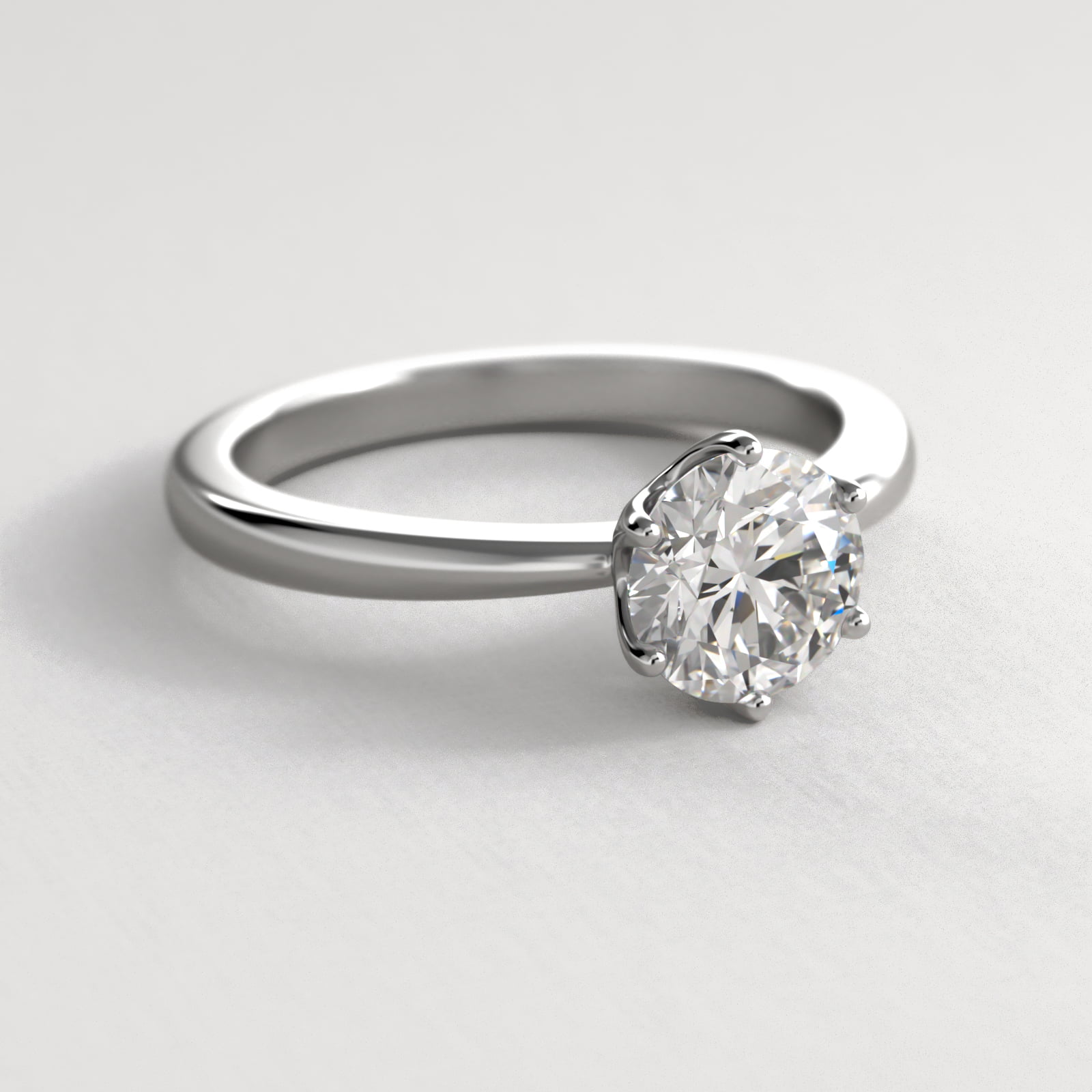 Crown Solitaire Engagement Ring In 18K White Gold