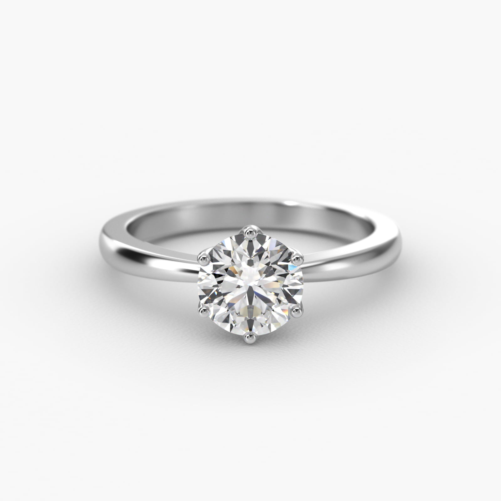 Crown Solitaire Engagement Ring In 14K White Gold