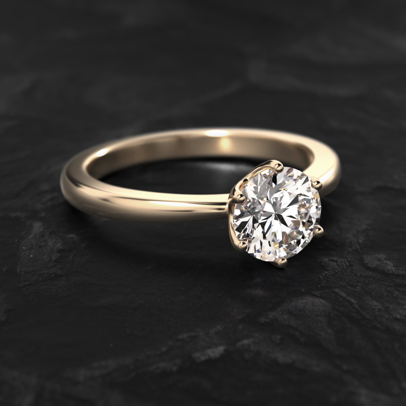 Crown Solitaire Engagement Ring In 14K Yellow Gold