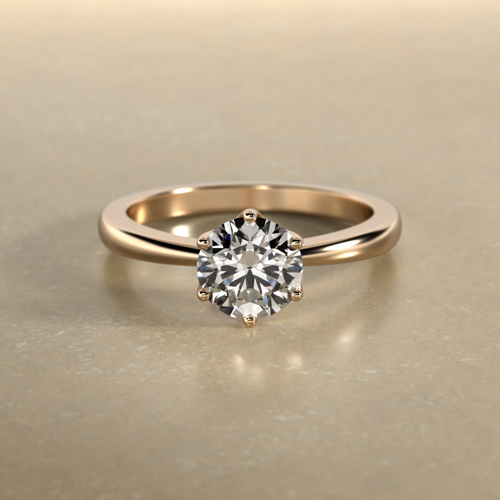 Crown Solitaire Engagement Ring In 18K Yellow Gold