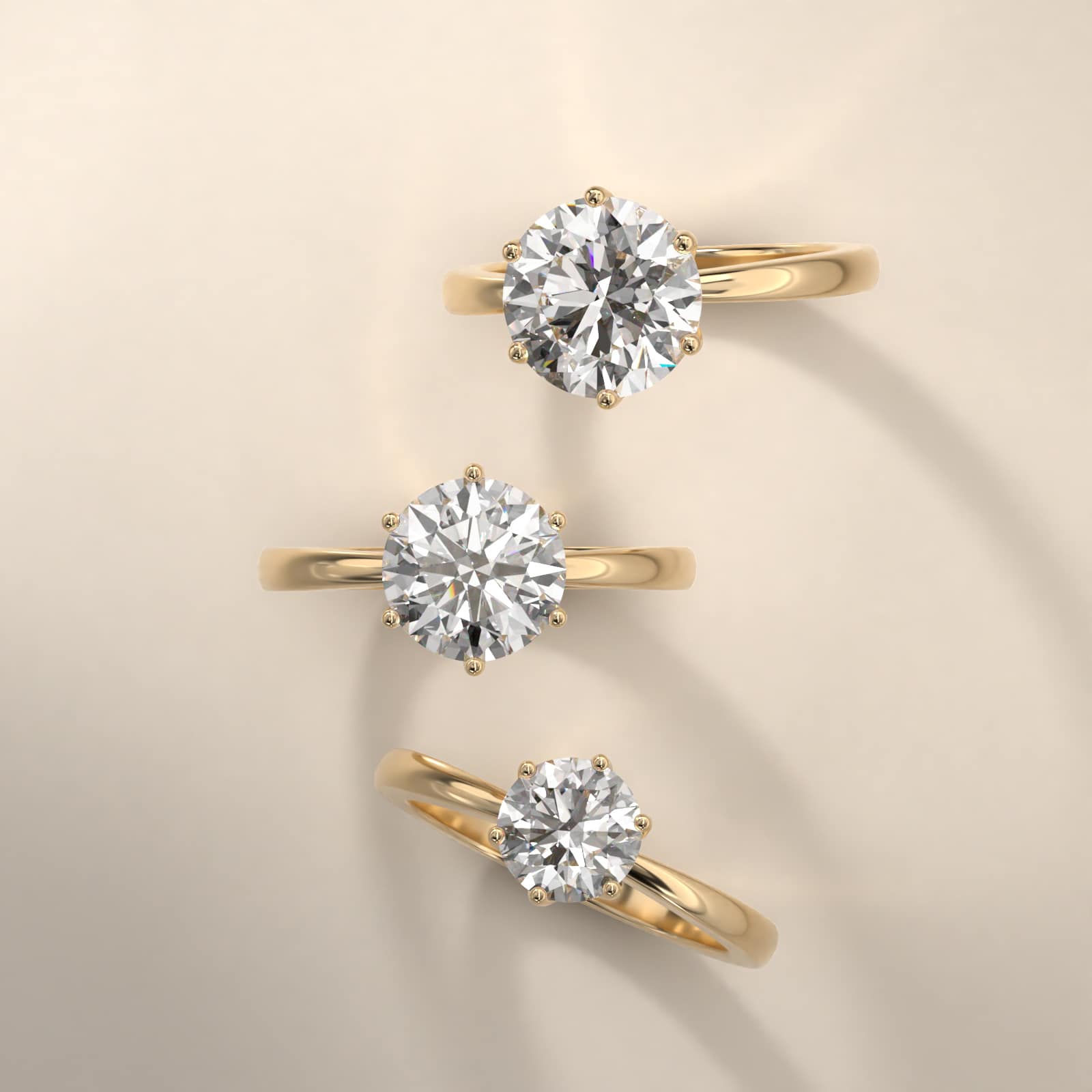 Crown Solitaire Engagement Ring In 14K Yellow Gold