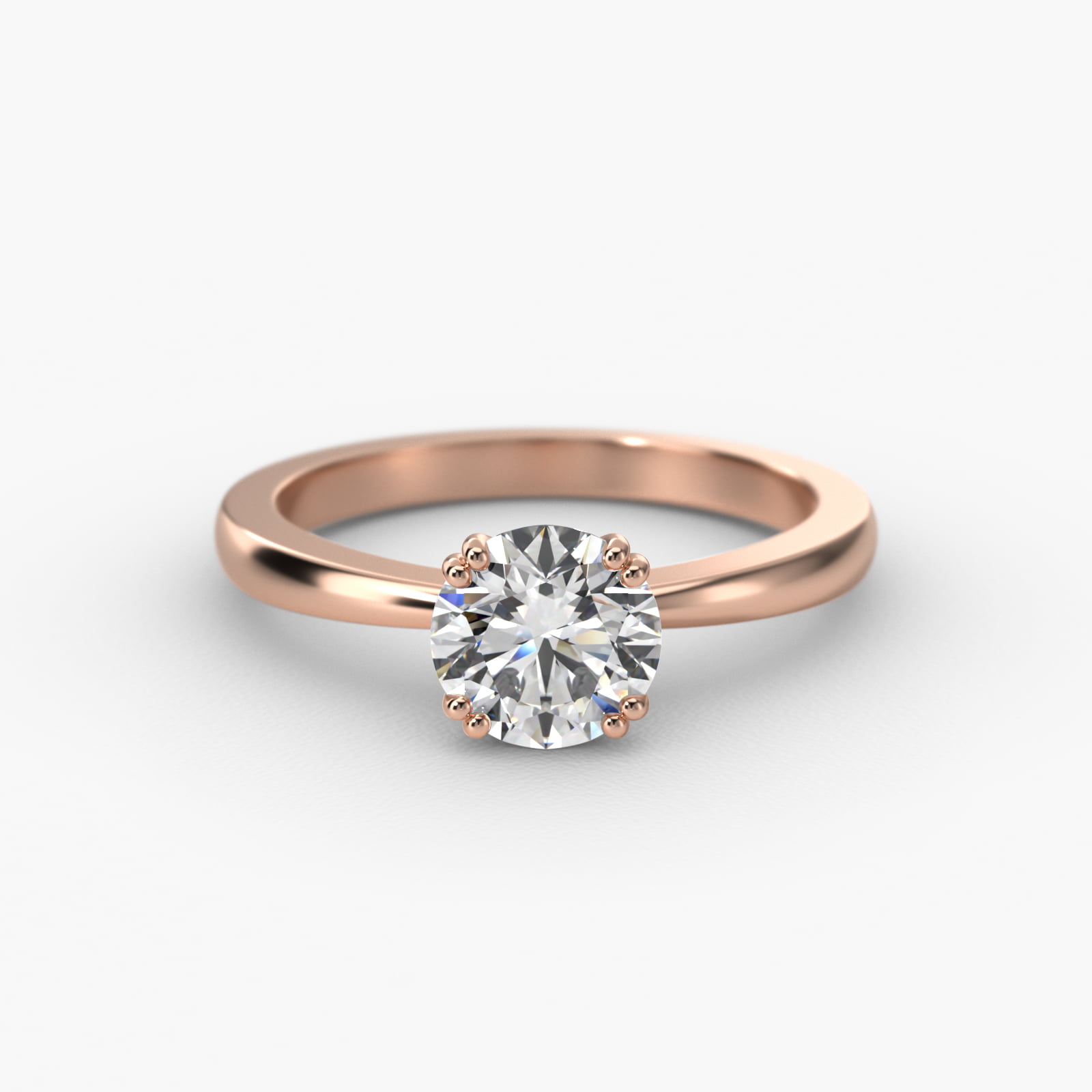 Split Prong Solitaire Engagement Ring In 14K Rose Gold