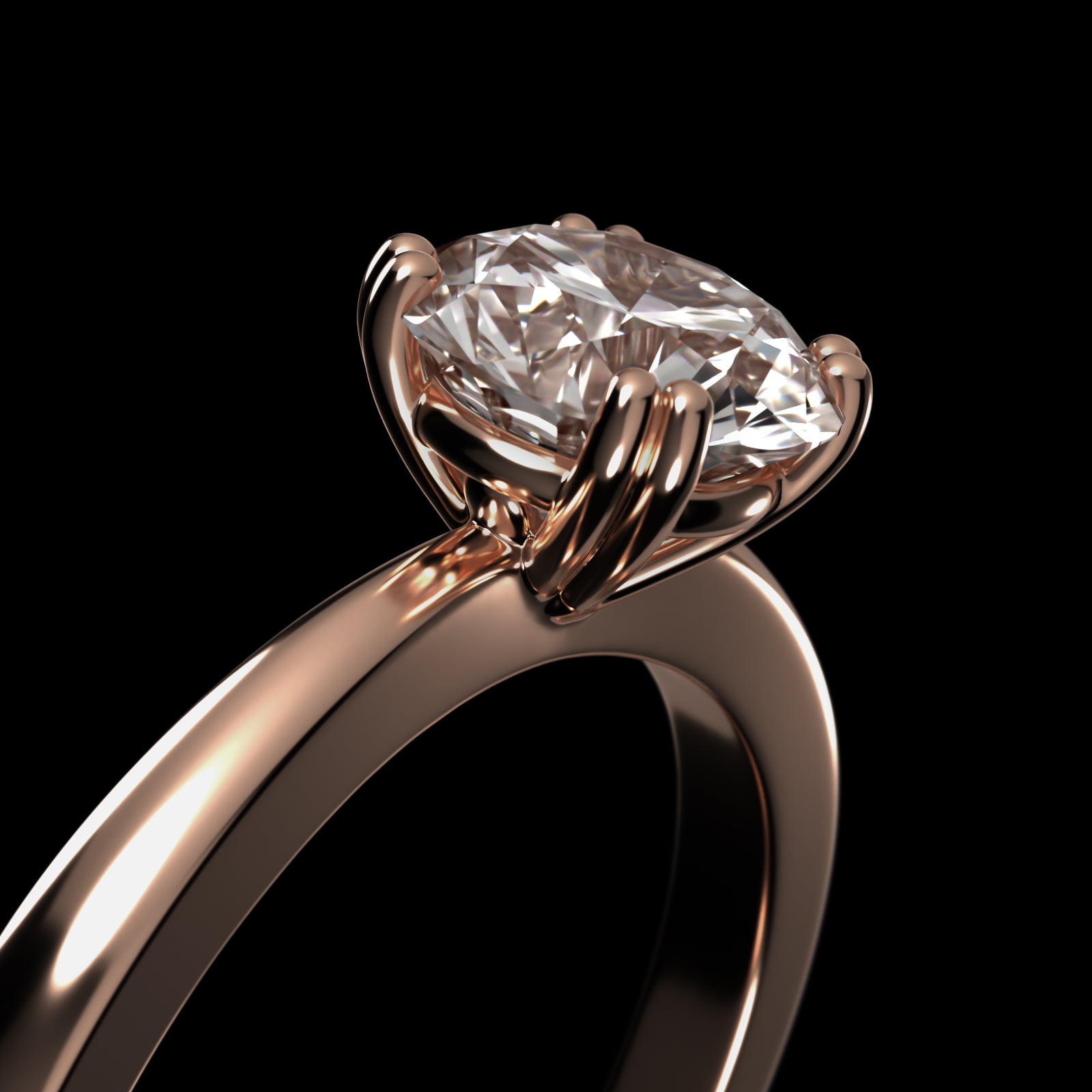 Split Prong Solitaire Engagement Ring In 14K Rose Gold