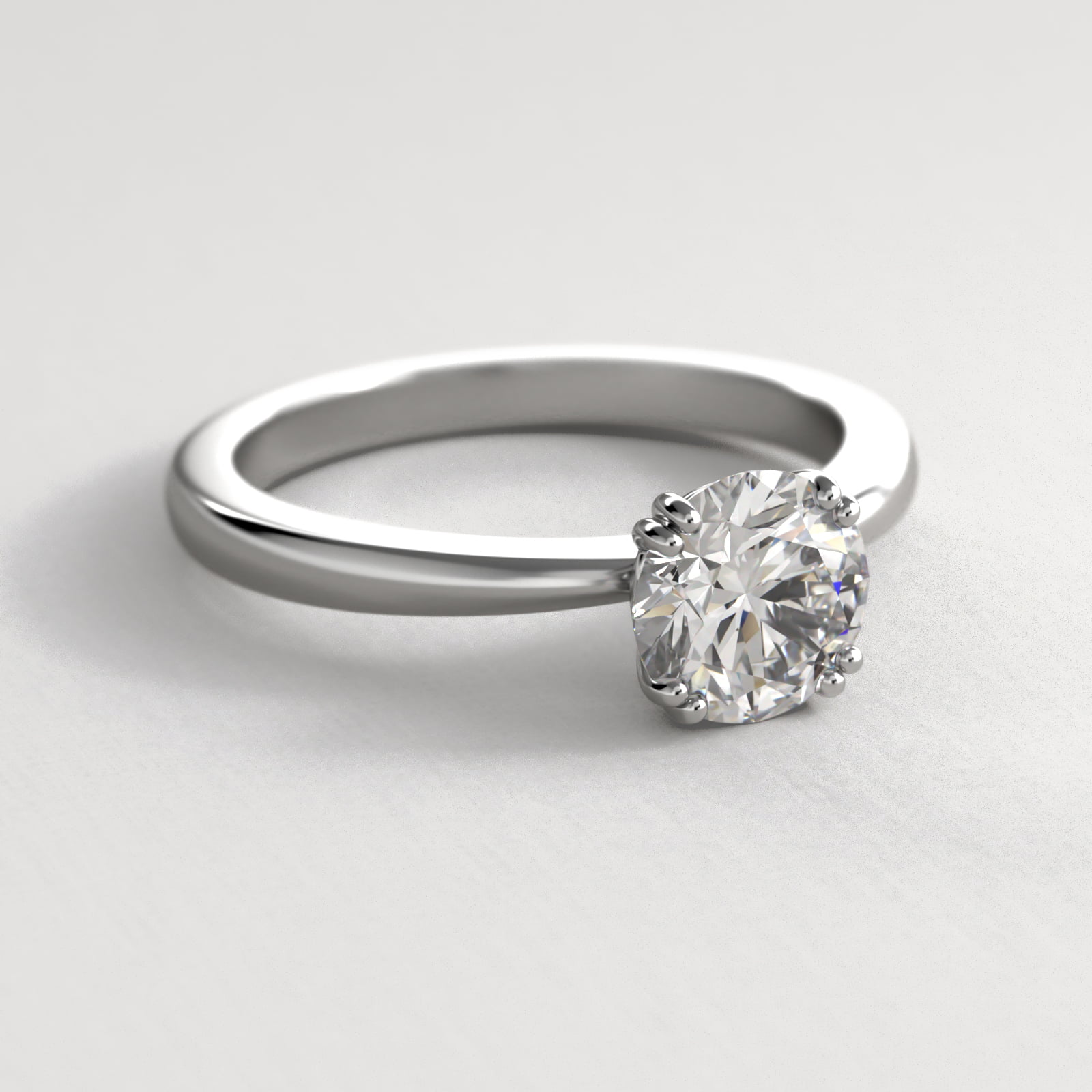 Split Prong Solitaire Engagement Ring In 14K White Gold