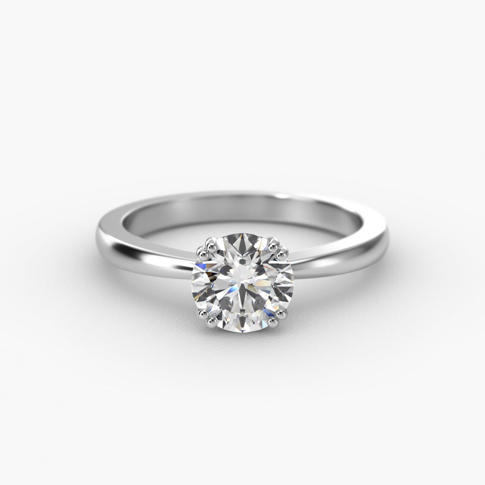 Split Prong Solitaire Engagement Ring In 18K White Gold