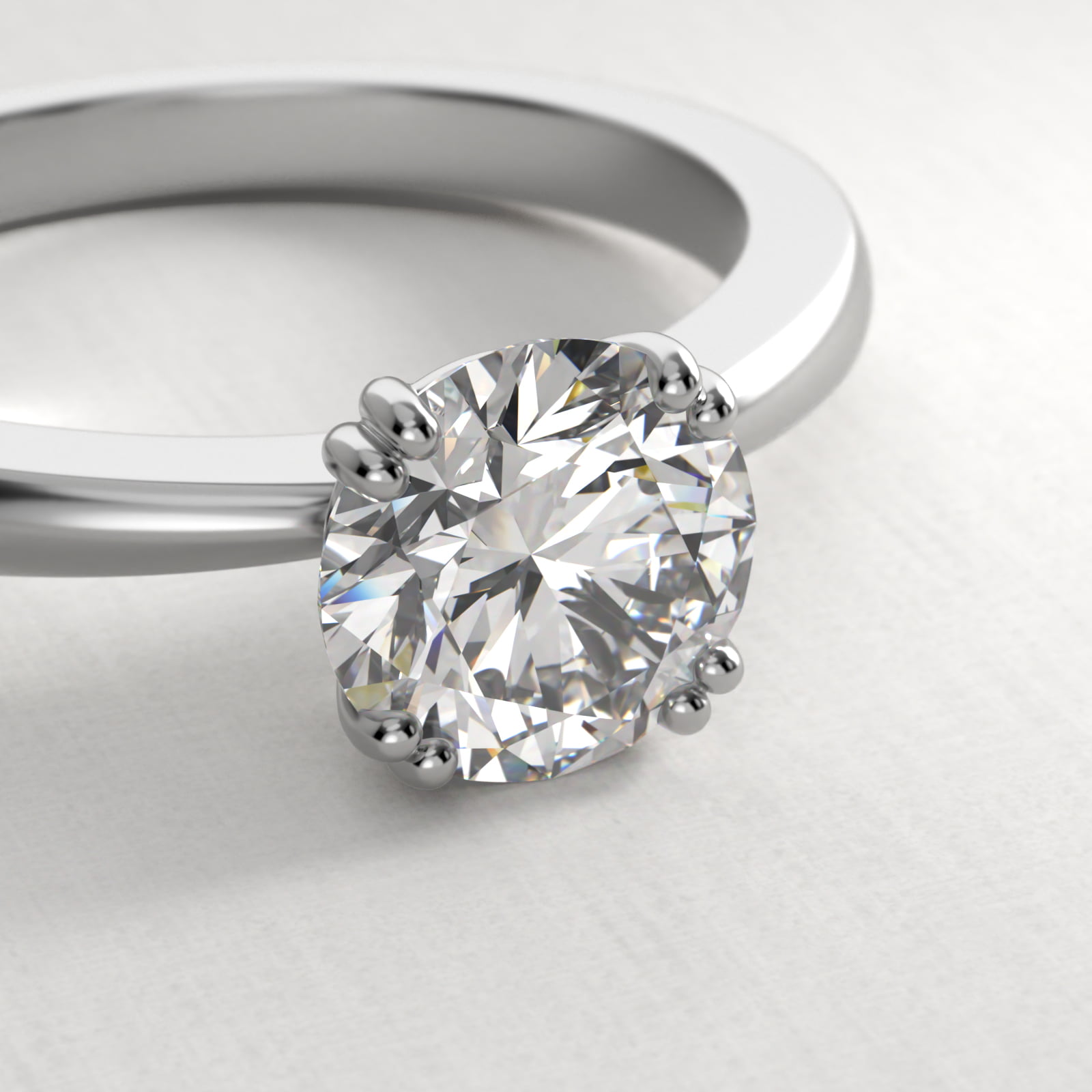 Split Prong Solitaire Engagement Ring In 18K White Gold