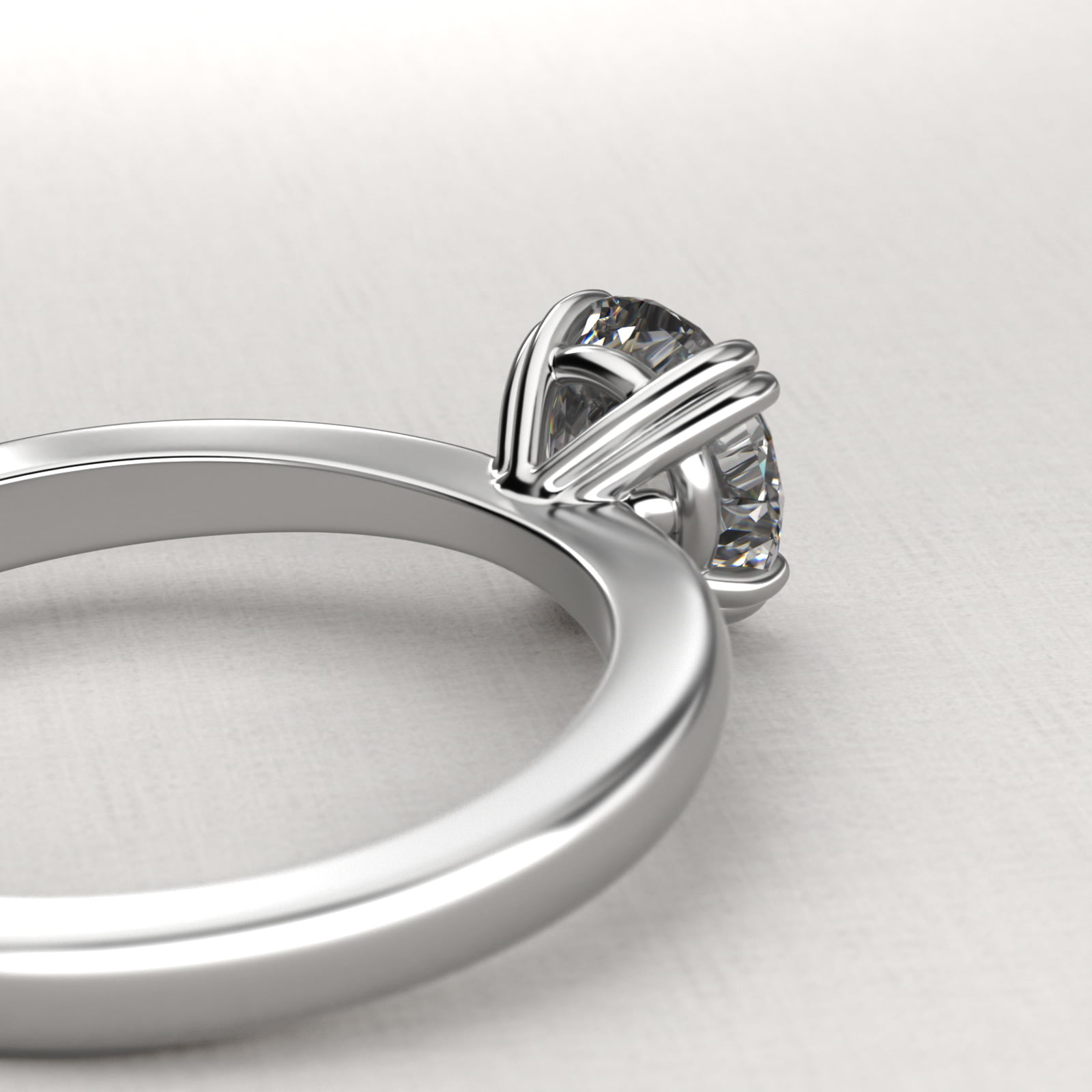 Split Prong Solitaire Engagement Ring In 14K White Gold