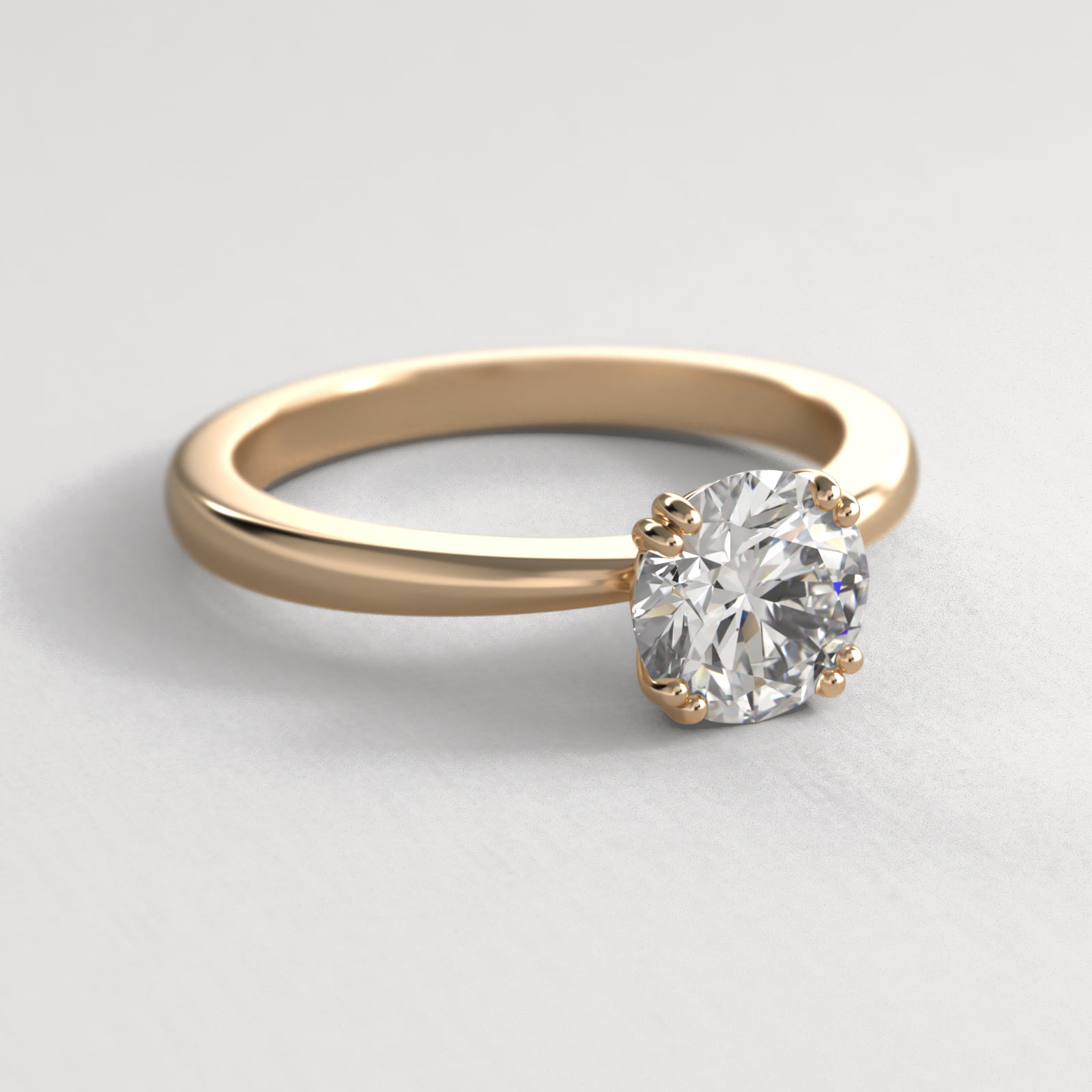 Split Prong Solitaire Engagement Ring In 14K Yellow Gold