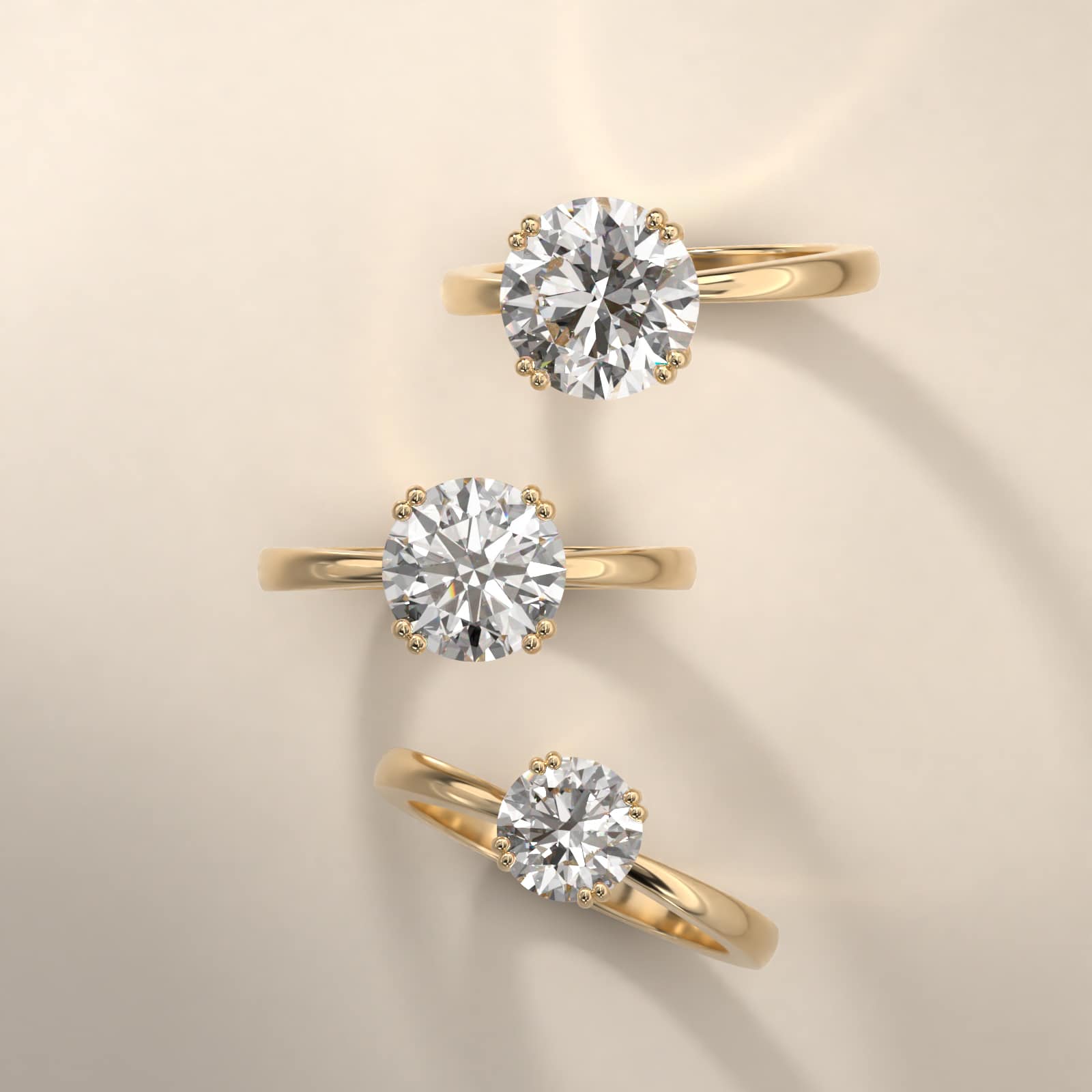 Split Prong Solitaire Engagement Ring In 14K Yellow Gold