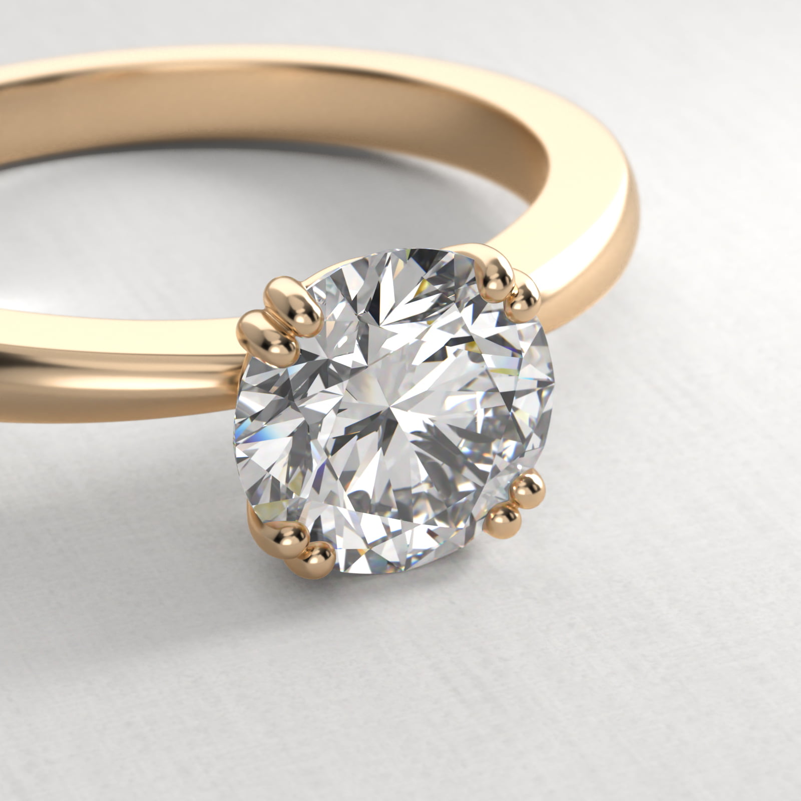 Split Prong Solitaire Engagement Ring In 18K Yellow Gold