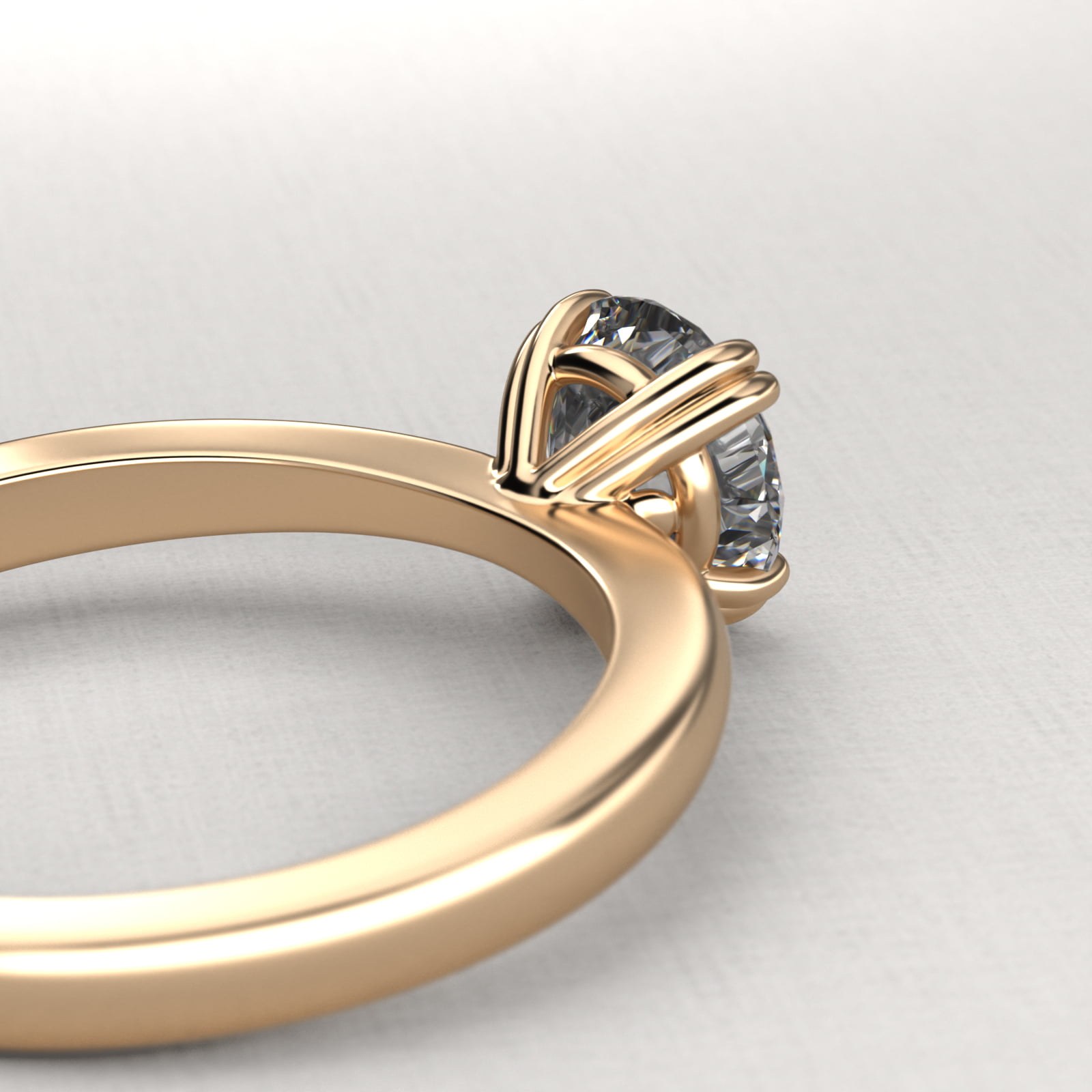 Split Prong Solitaire Engagement Ring In 14K Yellow Gold