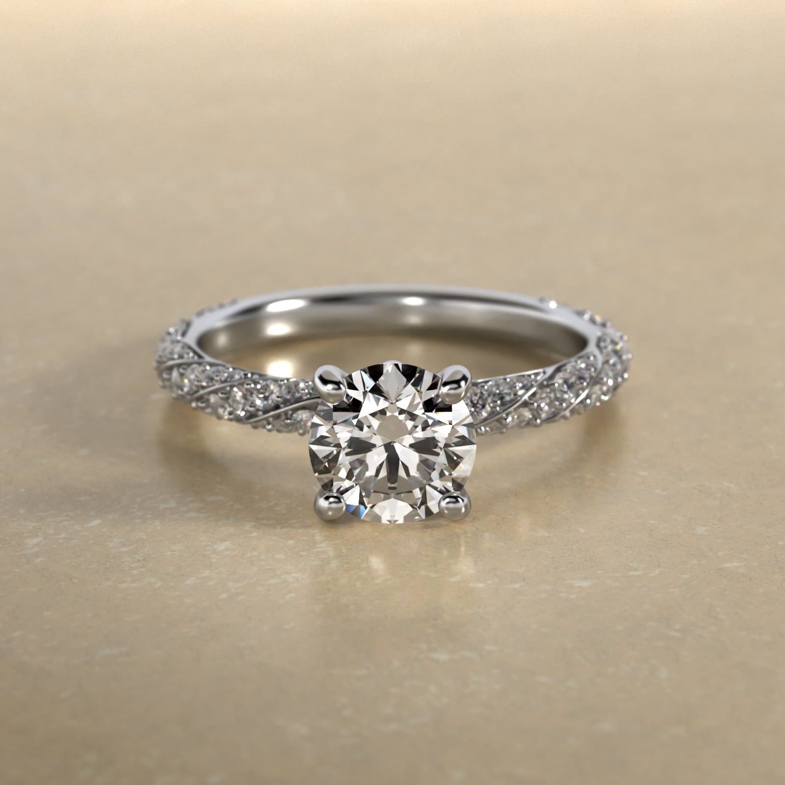 Twisted Pavé Diamond Engagement Ring In Platinum
