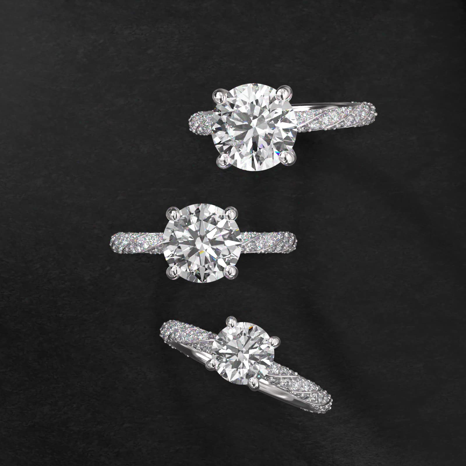 Twisted Pavé Diamond Engagement Ring In Platinum