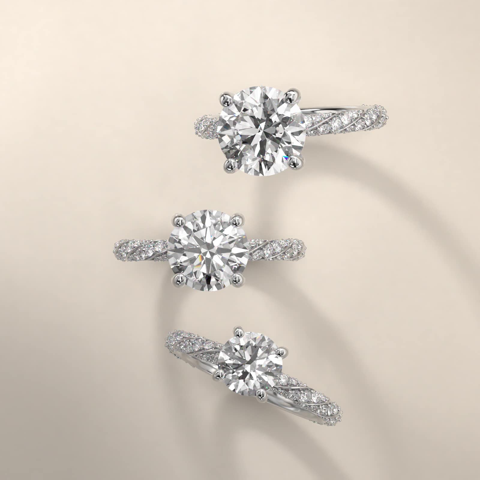 Twisted Pavé Diamond Engagement Ring In 14K White Gold