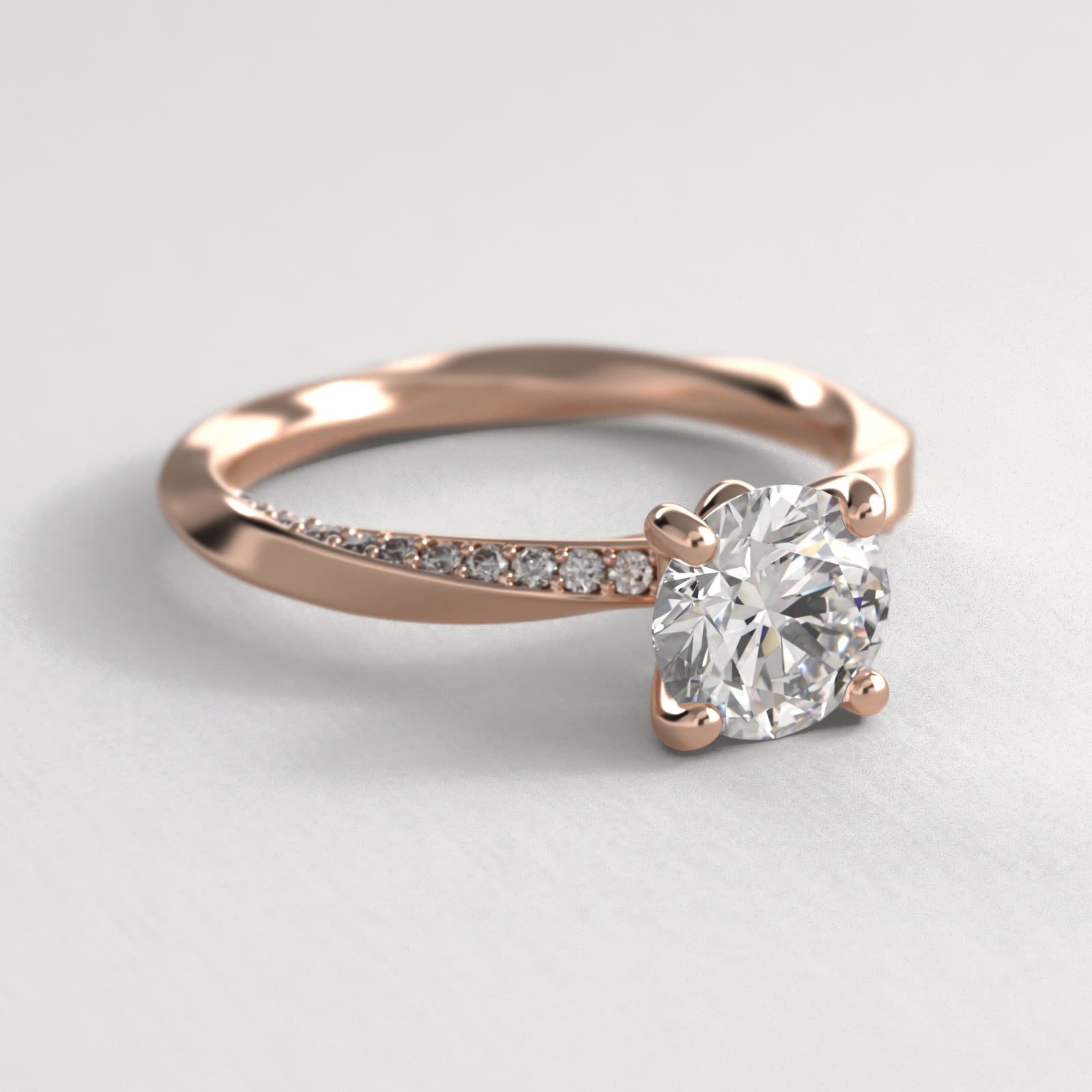 Helix Pavé Diamond Engagement Ring In 14K Rose Gold