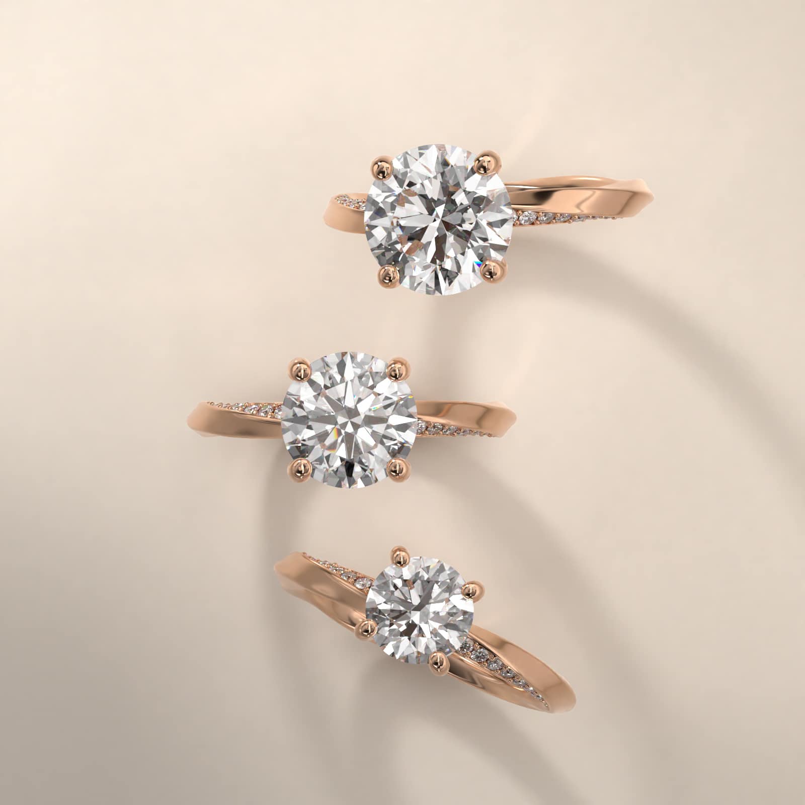 Helix Pavé Diamond Engagement Ring In 14K Rose Gold